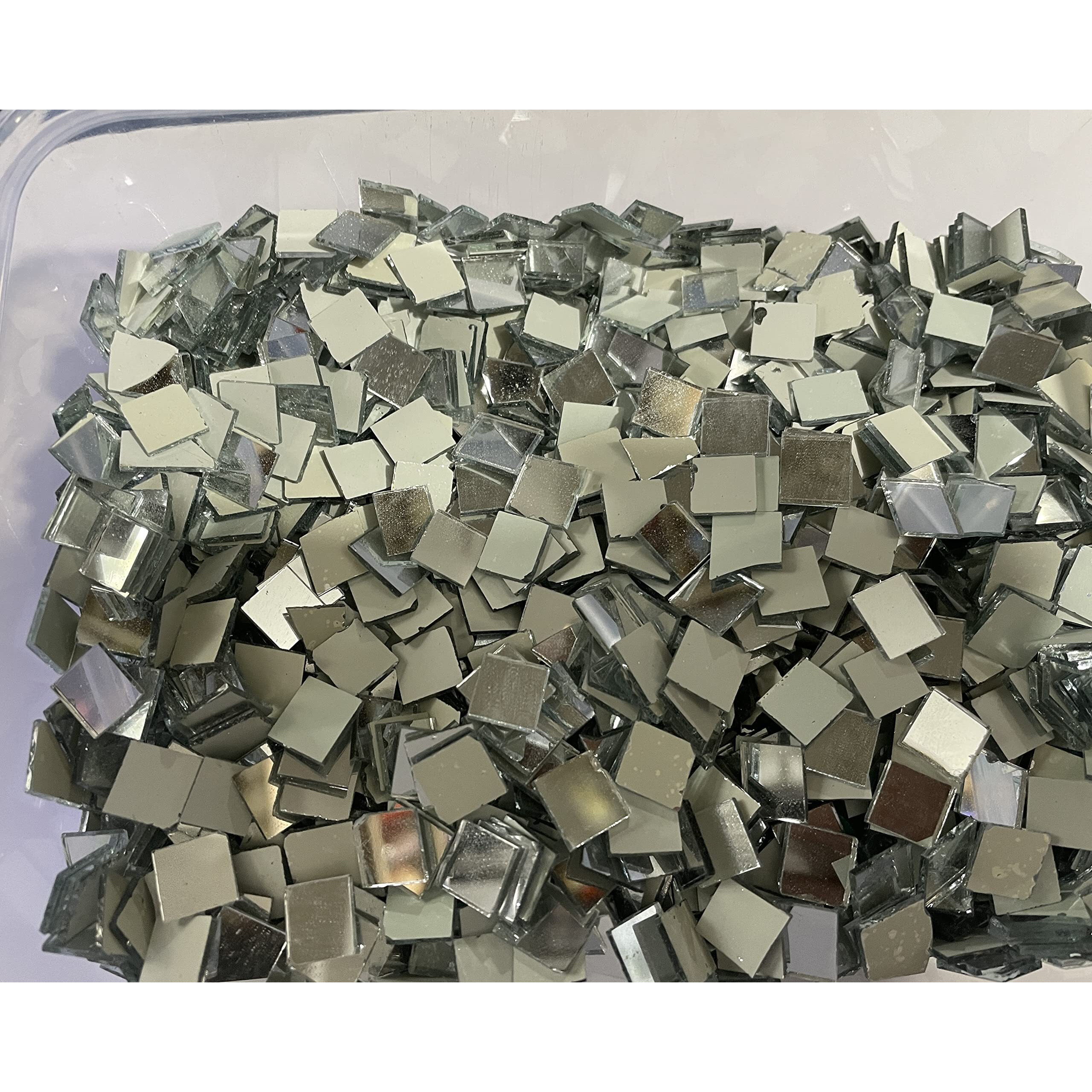 Omx Square Shape Mosaic Mirror Pieces For Embroidery & Craft Making, 10Mm X 10Mm (500Pc, 100 Gram)
