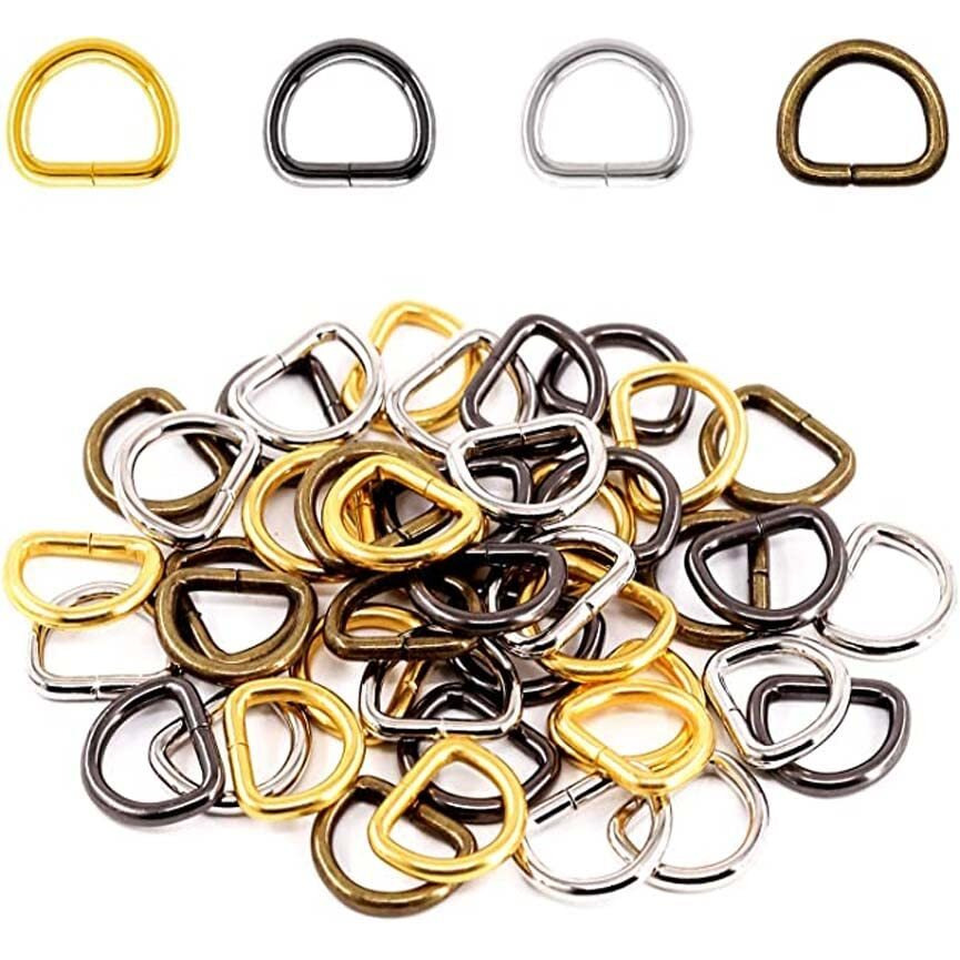 Diy Crafts 10 Pcs, Bright Gold, Silver Heavy Duty Metal D Ring Non Welded D-Rings Assorted Multi-Purpose Semi-Circular D Ring For Hardware Bags Ring(10 Pcs, Bright Gold)