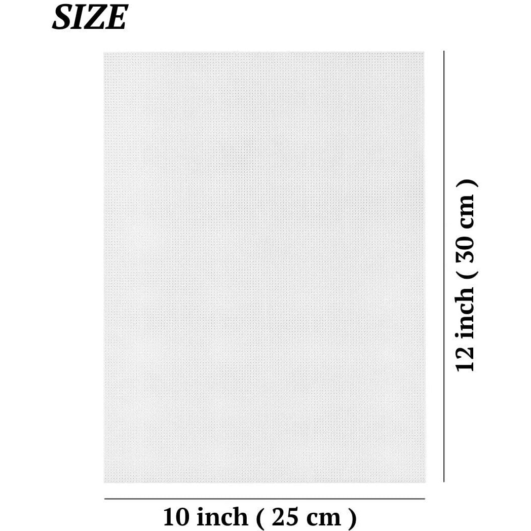 Satyam Kraft 6 Pcs Cross Stitch Canvas Sheet For Wedding Craft, Sewing/Embroidery Projects And Diy/Fish Breeding Net Orchid Cone Planter Net/Mat For Fridge/Dining Table (30 X 25 Cm) (White)