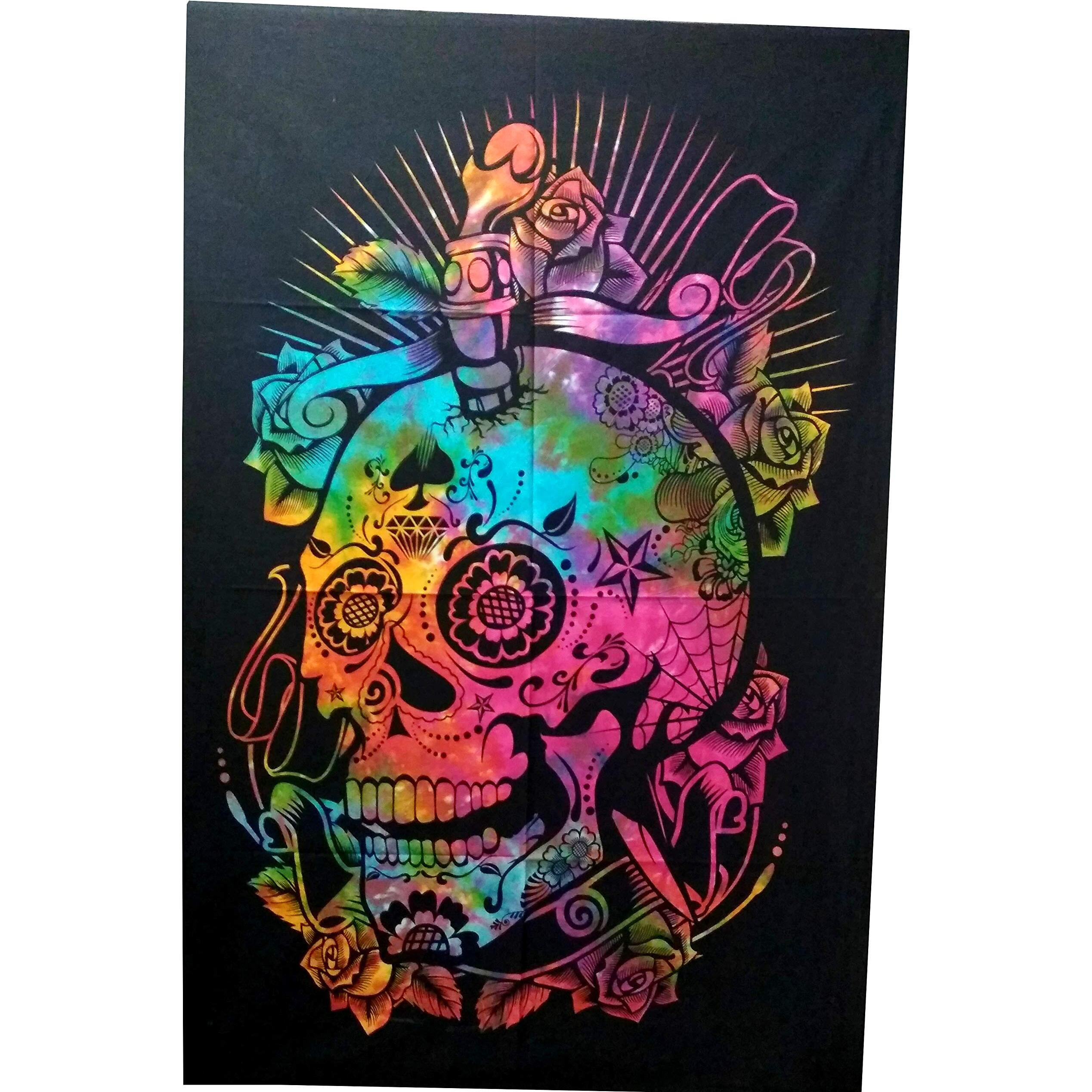 Purpledip Cotton Wall Poster Beach Throw 'smiling Death' Bohemian Wall Hanging Tapestry (20025)