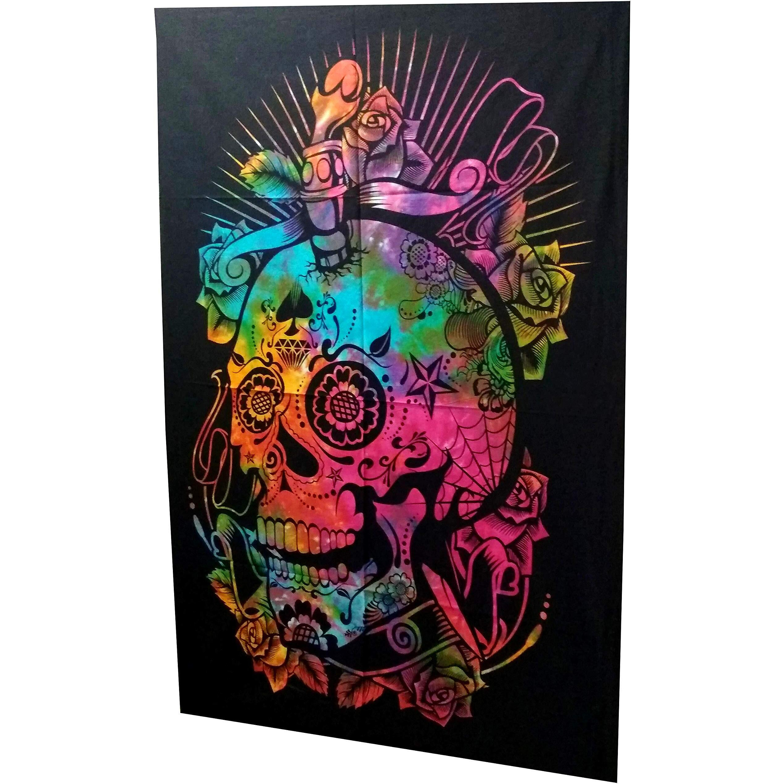 Purpledip Cotton Wall Poster Beach Throw 'smiling Death' Bohemian Wall Hanging Tapestry (20025)