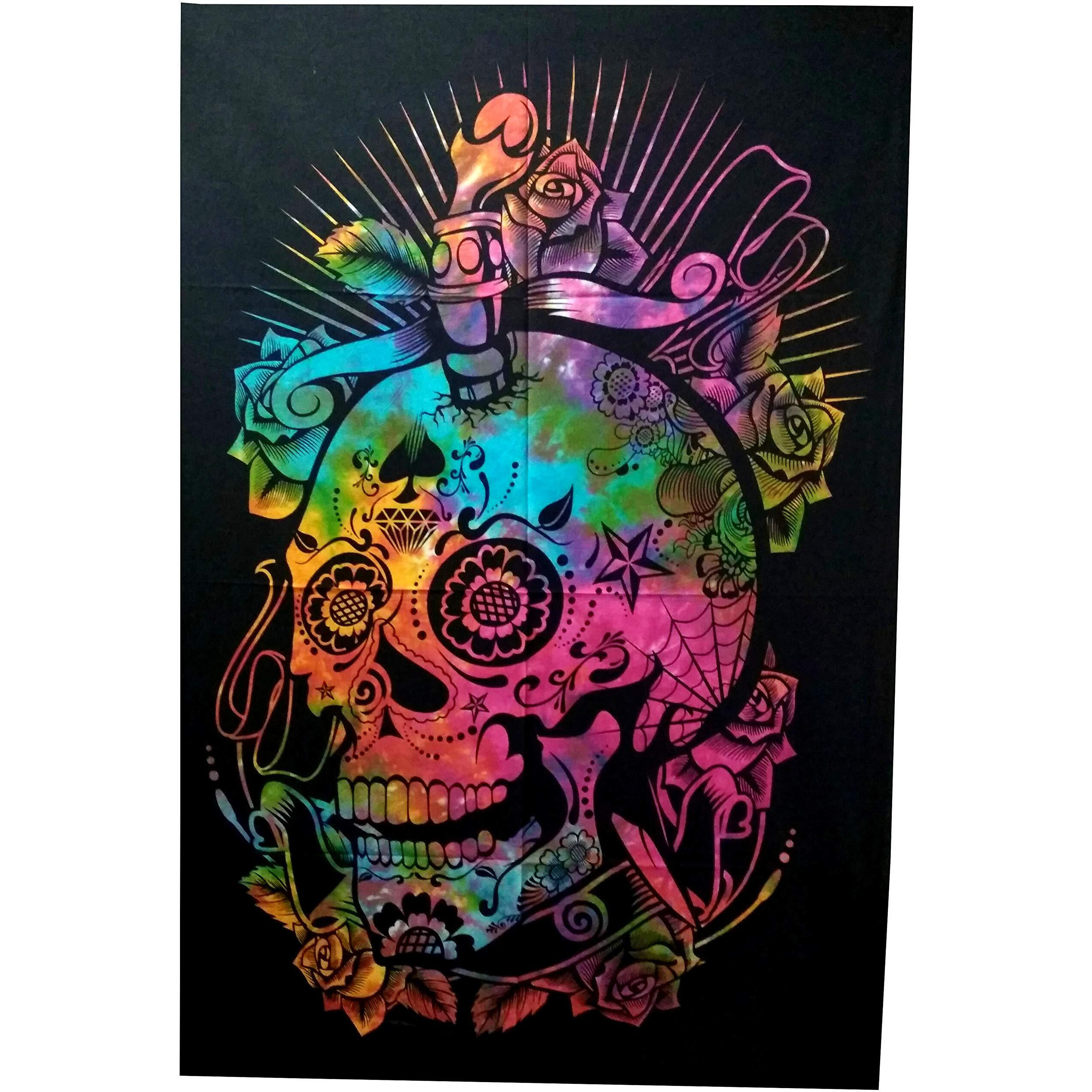 Purpledip Cotton Wall Poster Beach Throw 'smiling Death' Bohemian Wall Hanging Tapestry (20025)