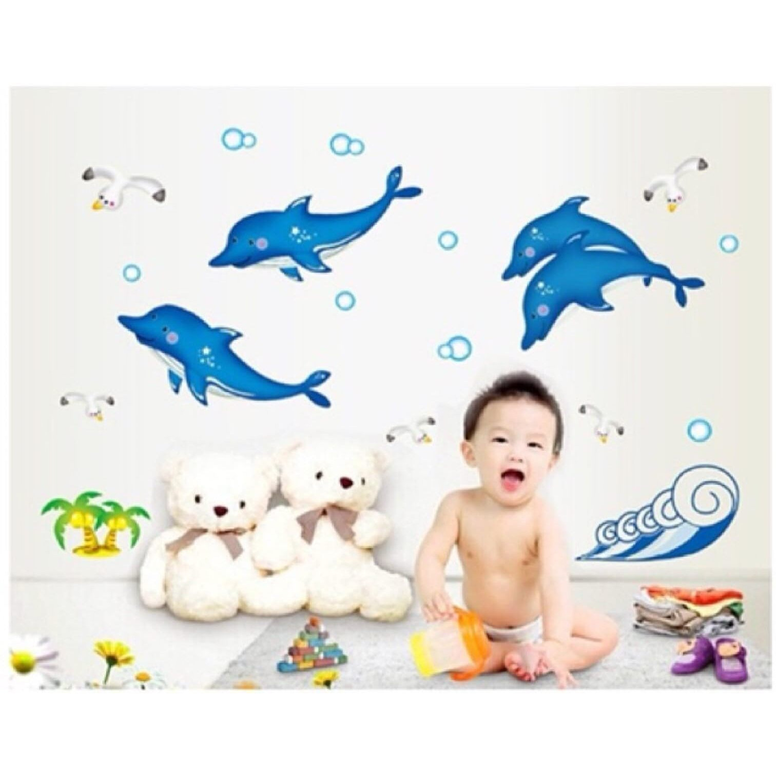 Jaamso Royals ' Dolphine ' Radium Stickers For Bedroom, Radium Sticker, Stars For Ceiling, Ceiling Stars Radium Stickers, Radium Stars And Moons For Bedroom,Ceiling Stickers For Bedroom (70 * 50Cm)