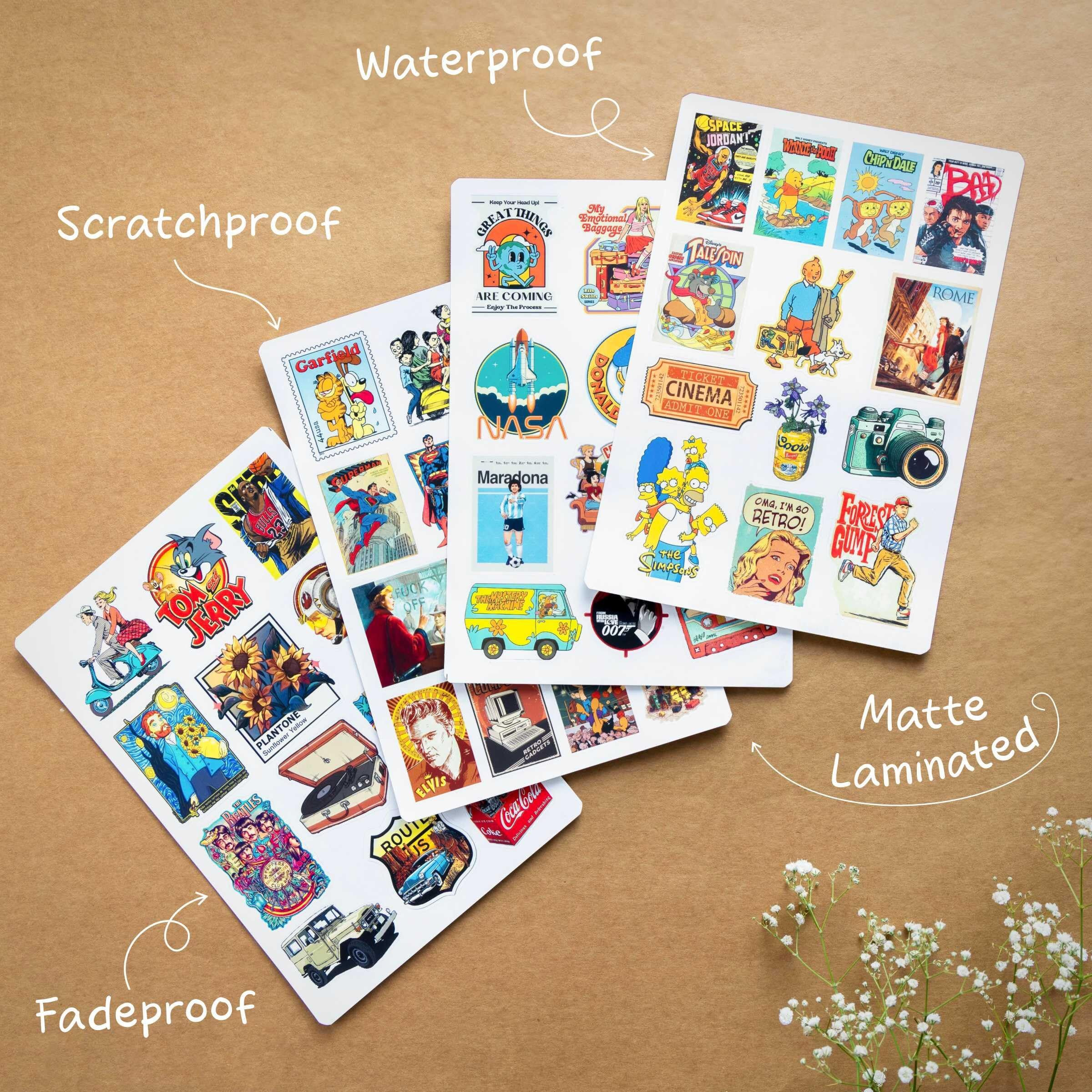 Junkyard Vintage Aesthetic Vinyl Laptop Stickers For Laptop Mobile Phones Guitar Kids (Pack Of 50)