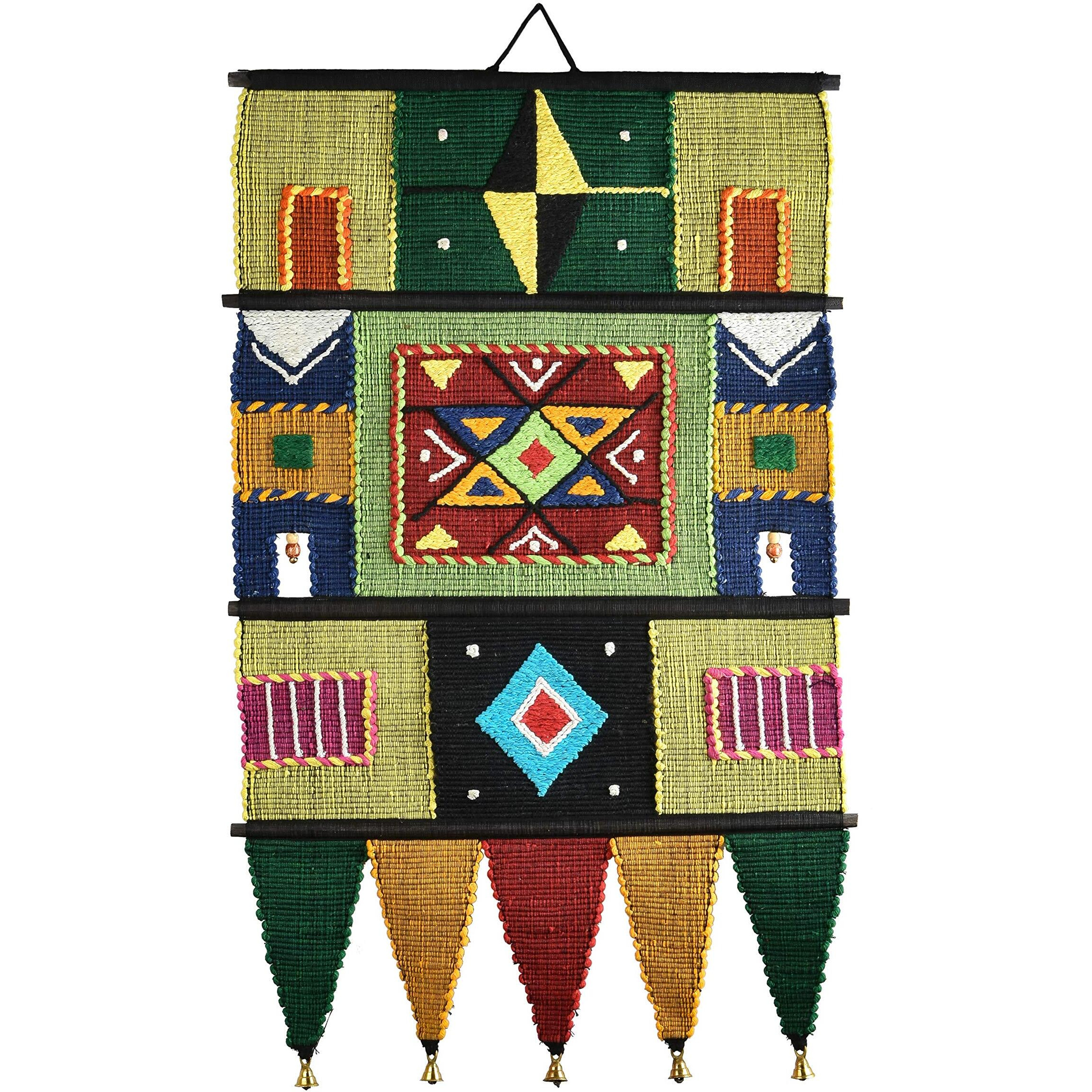 Varunavi Handloom Cotton Wall Hanging For Home Wall Decor Tapestry 18" X 32" Rangoli