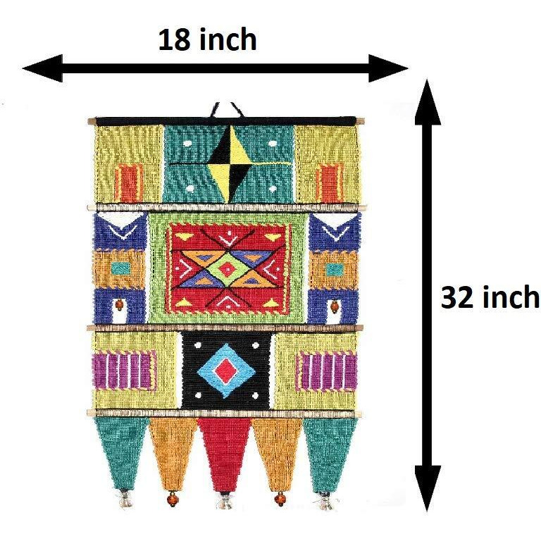 Varunavi Handloom Cotton Wall Hanging For Home Wall Decor Tapestry 18" X 32" Rangoli