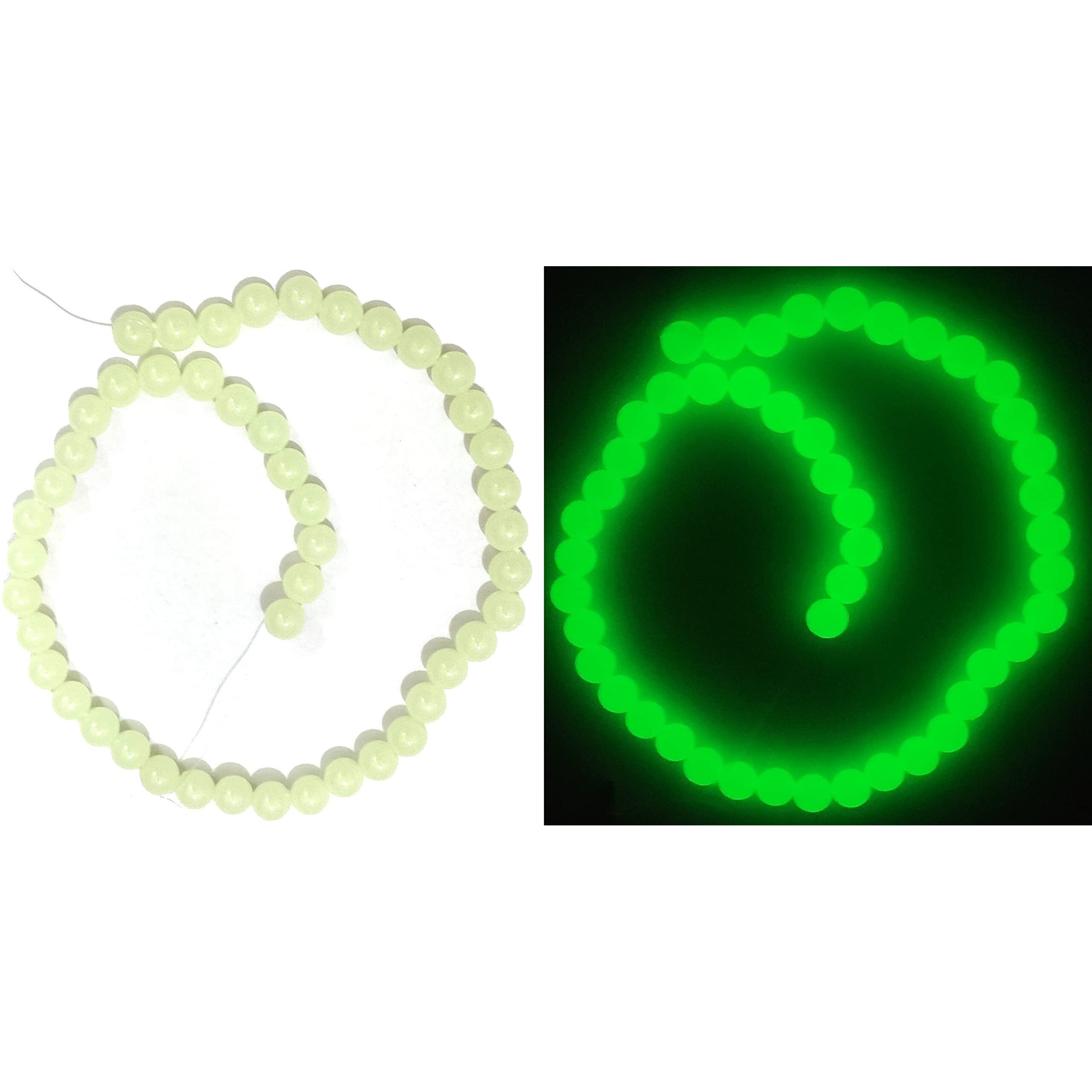 Get-Set-Go Glow In Dark Pearl Round Beads 8Mm Pearl Beads (100 Pcs (8Mm)),Green