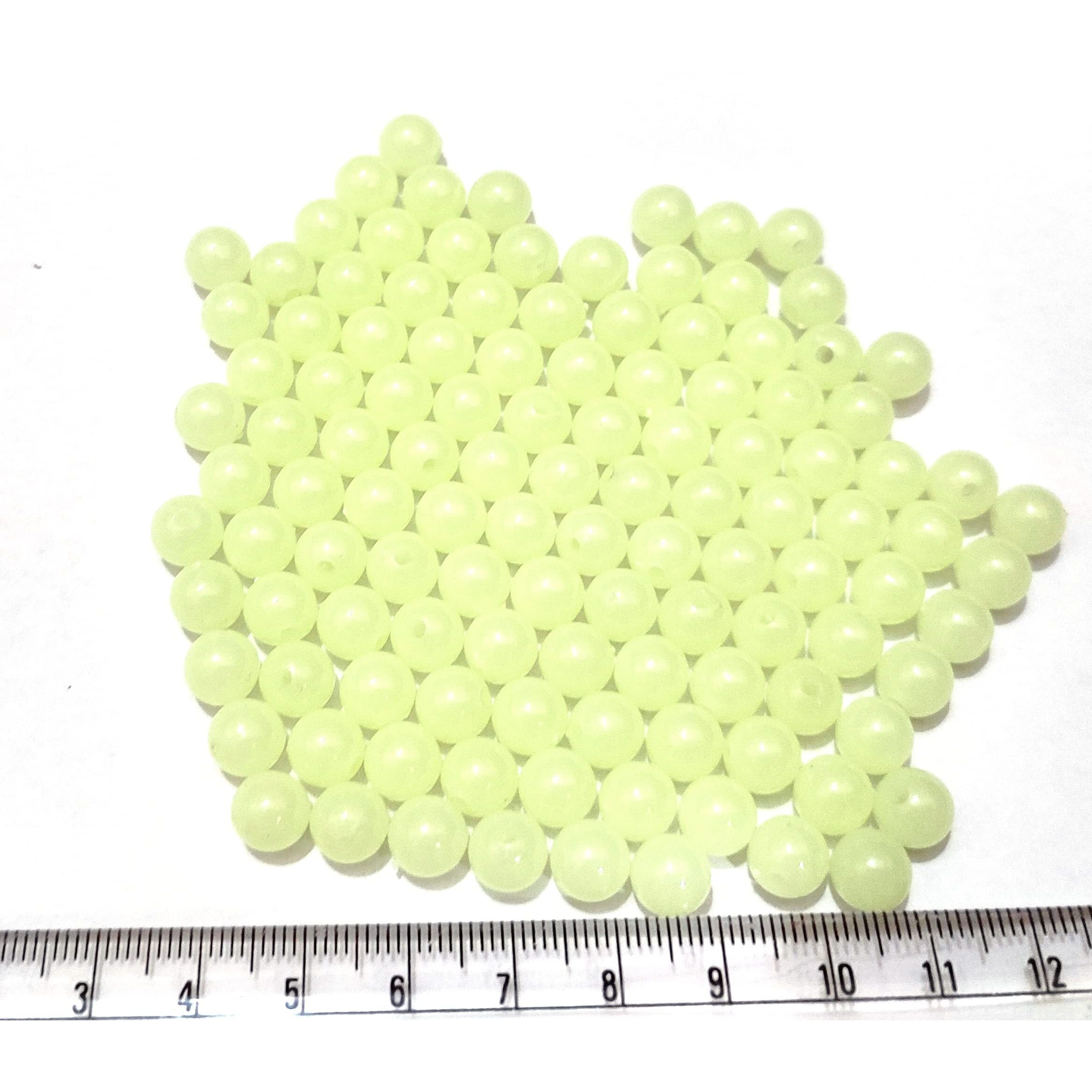 Get-Set-Go Glow In Dark Pearl Round Beads 8Mm Pearl Beads (100 Pcs (8Mm)),Green