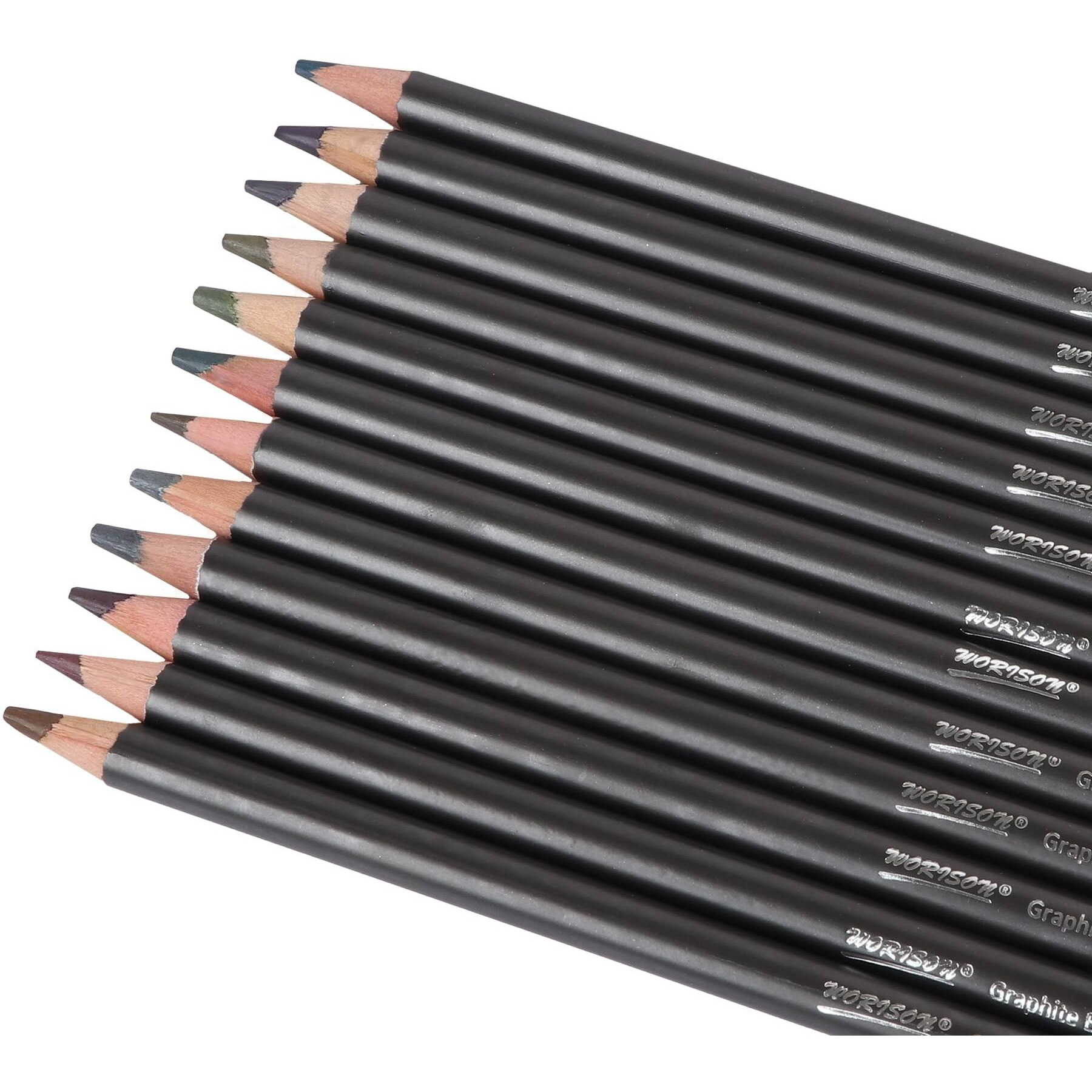 Worison Water Soluble Earth Tones 12 Coloured Graphite Pencils