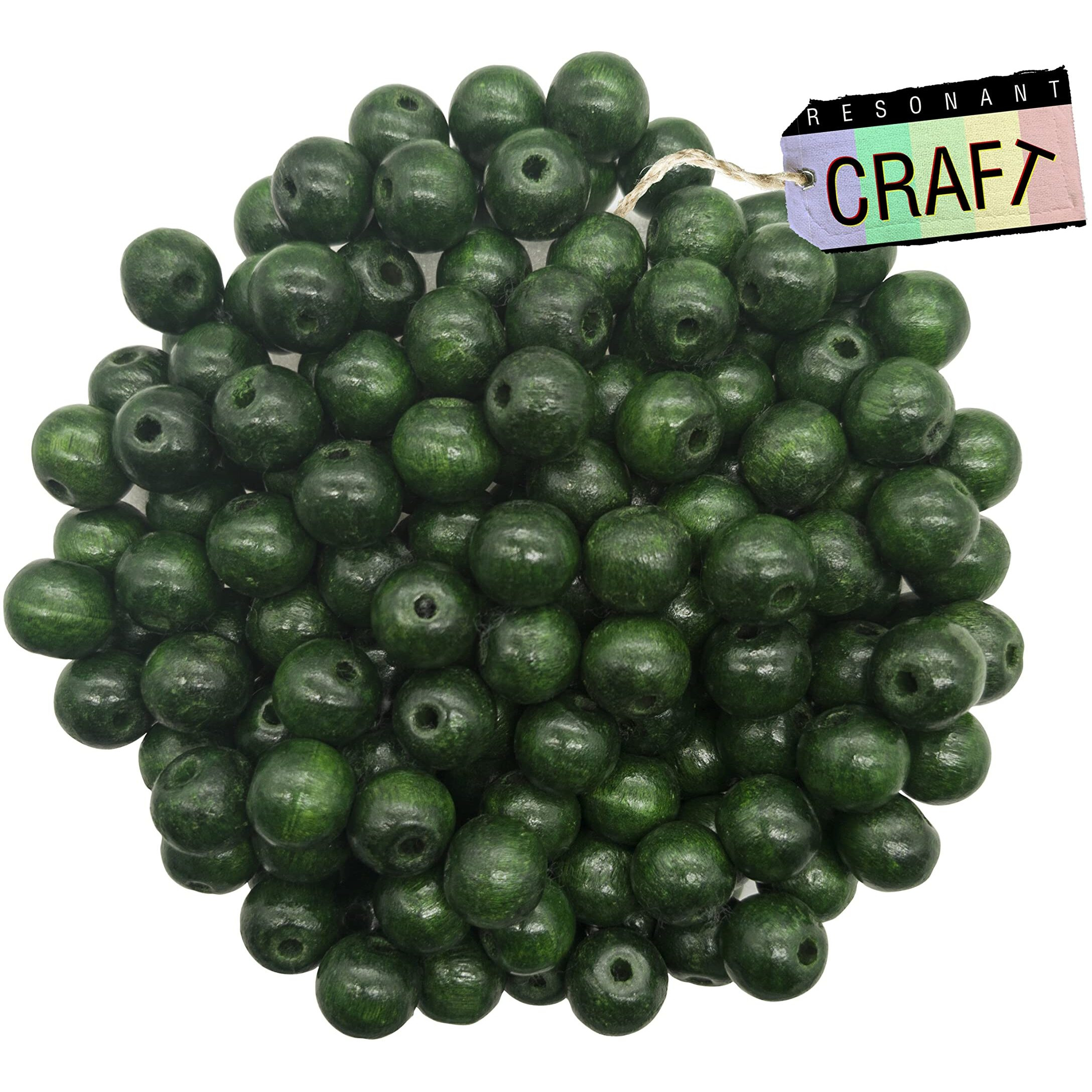 Resonant Craft 50 Pcs Wooden Beads 16Mm Green Color Glossy Wood Beads For Hobby & Crafts, Diy And Necklace Garland Making