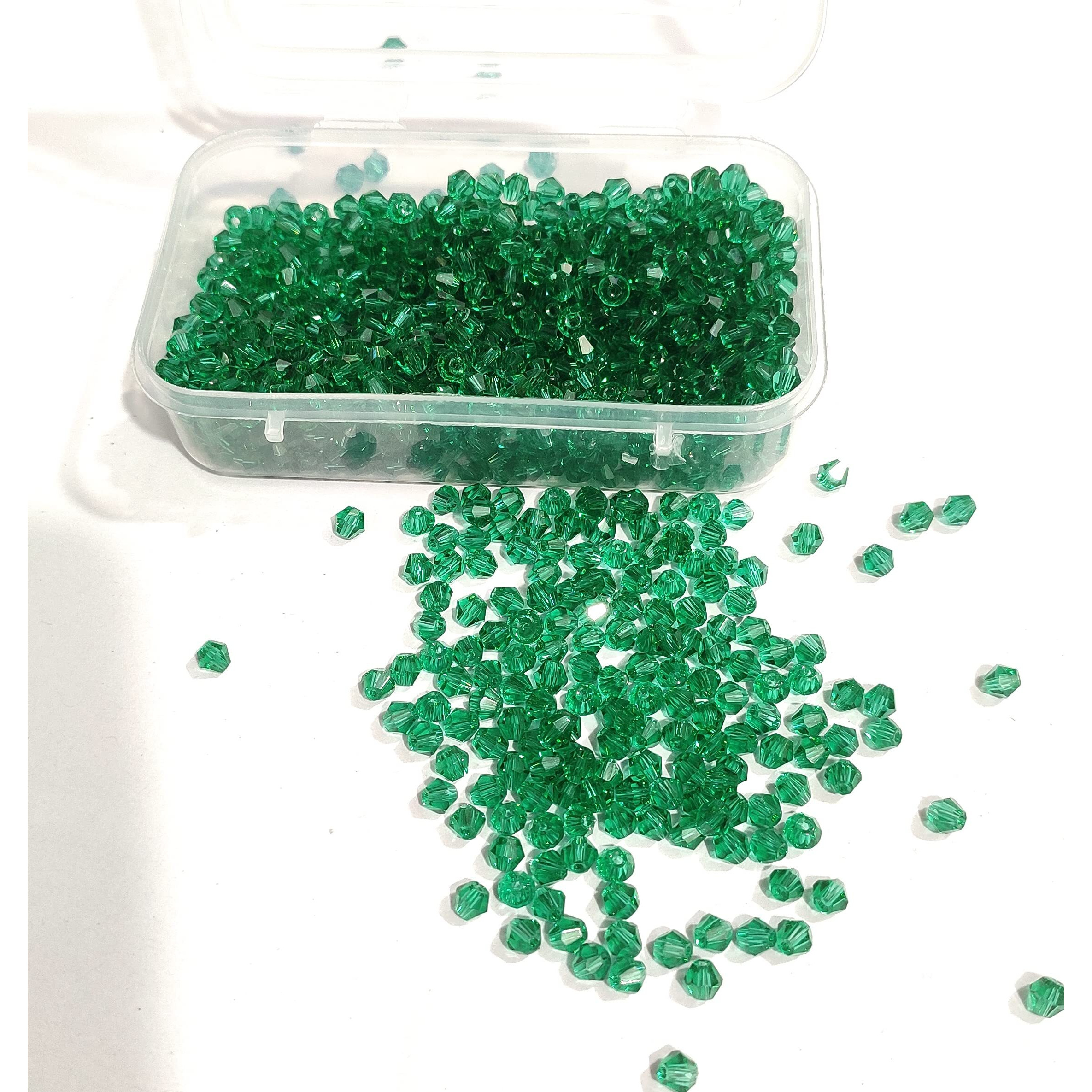 Omx Crystal Beads For Craft And Jewellery Making (5 Gross - 720 Pc, Approx 75 Gram), Also Known As New Cut Glass Bead/Bicone Beads, 4Mm (Green)