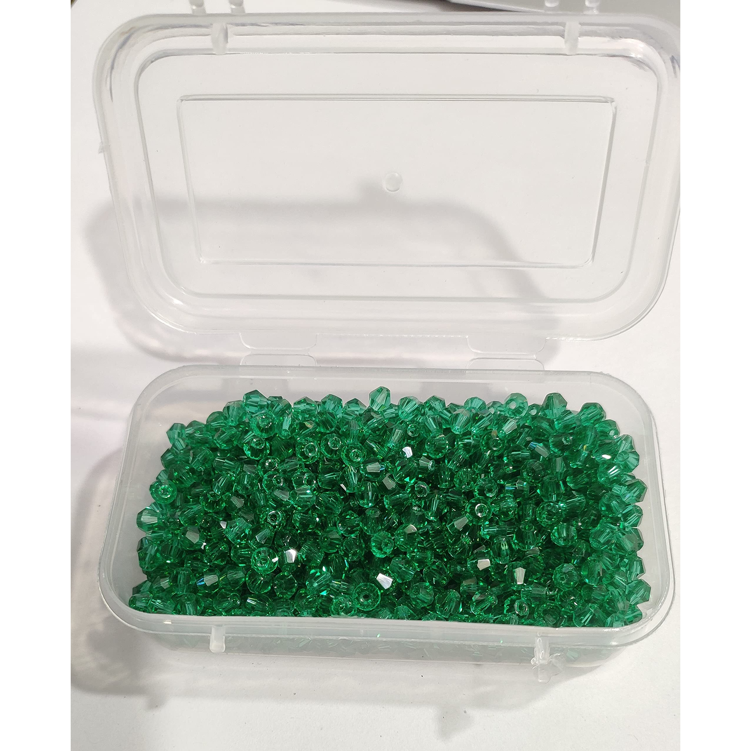 Omx Crystal Beads For Craft And Jewellery Making (5 Gross - 720 Pc, Approx 75 Gram), Also Known As New Cut Glass Bead/Bicone Beads, 4Mm (Green)