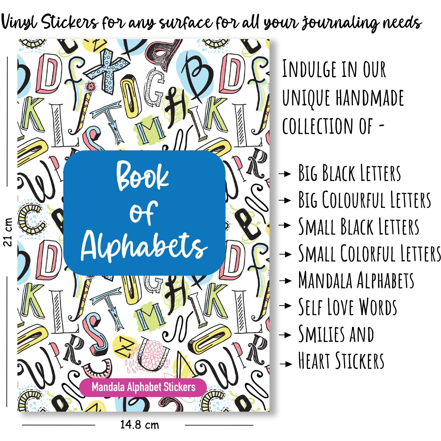 Ambiyaa A To Z Alphabet In 3 Styles - Mandala, Colored Artistic And B&W Artistic Handmade Diy Vinyl Waterproof Stickers For Scrapbooking/Laptop/Phone/Luggage/Fridge/Bottle/Guitar/Toys