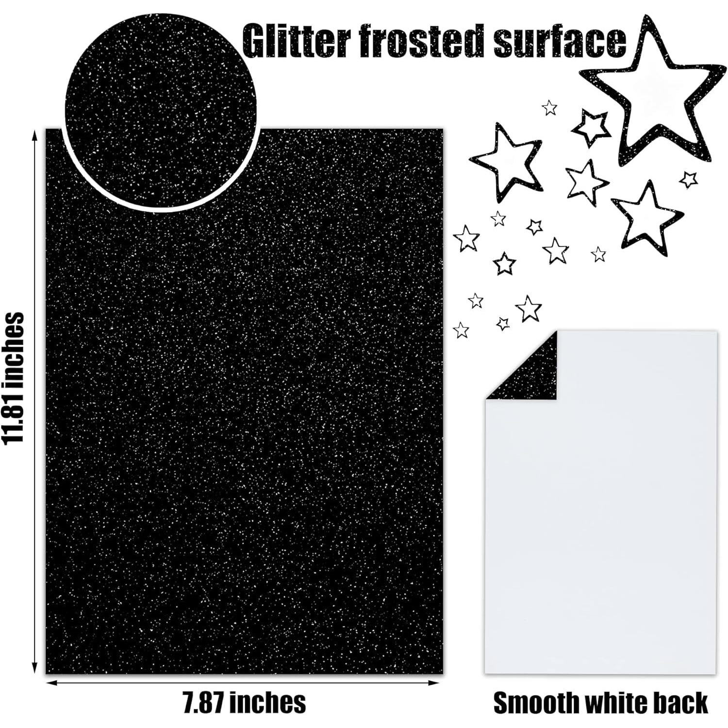 Festiko Black/Pink/Bronze/Silver Glitter Cardstock Sheets For Halloween (Pack Of 20, A4, 250 Gsm), Premium Glitter Paper For Crafts, A4 Glitter Card Stock For Diy Projects