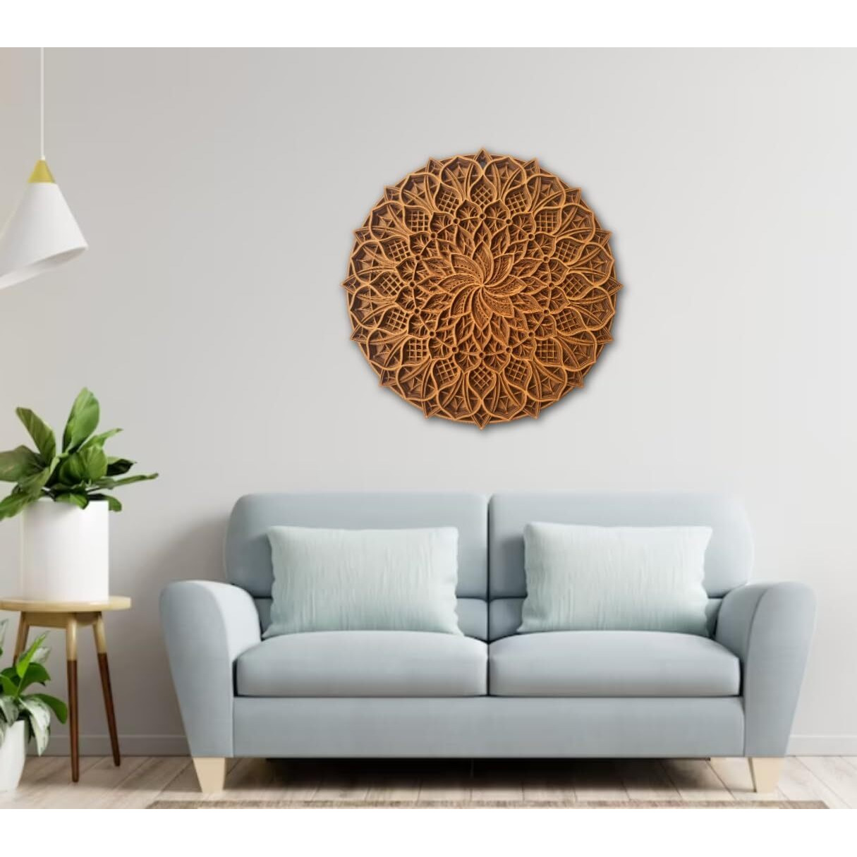 Gloridec Wooden 3D Laser Cut Decorative Mandala Wall Decor | Decorative Multi Layered Round Mandala Wall Art, Living Room Wall Hanging (Round Mandala) (24" X 24" Inch)