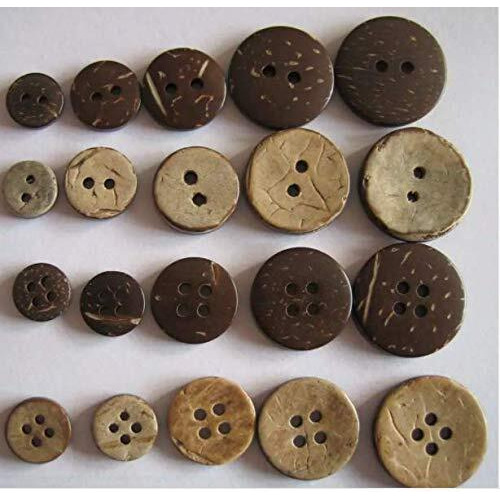 Omx Coconut Shell 2 Holes Round Buttons For Sewing, Craft And Embroidery (144 Pieces, 2Cm)