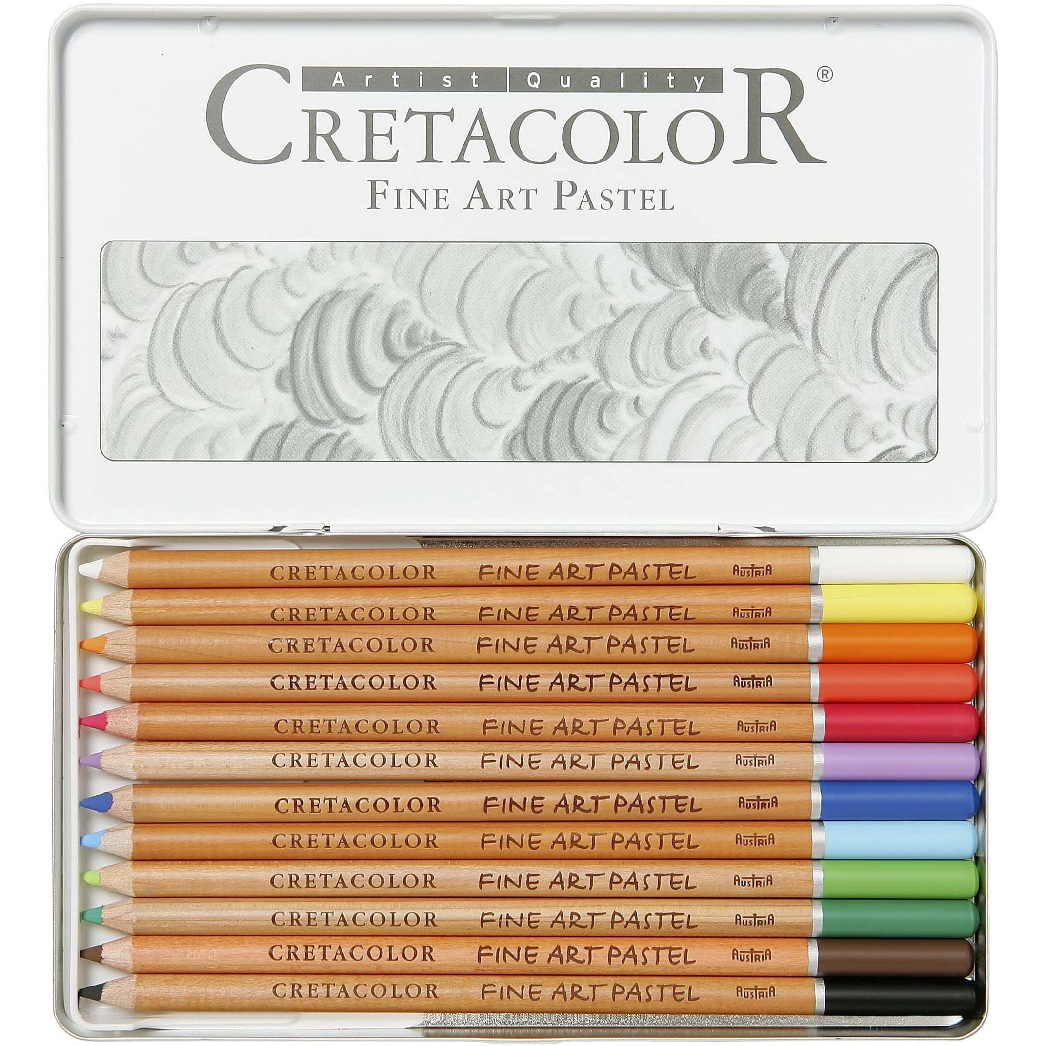 Cretacolor Fine Art Pastel Pencil Set Of 12 (In An Elegant Reusable Tin Box),Assorted,470 12