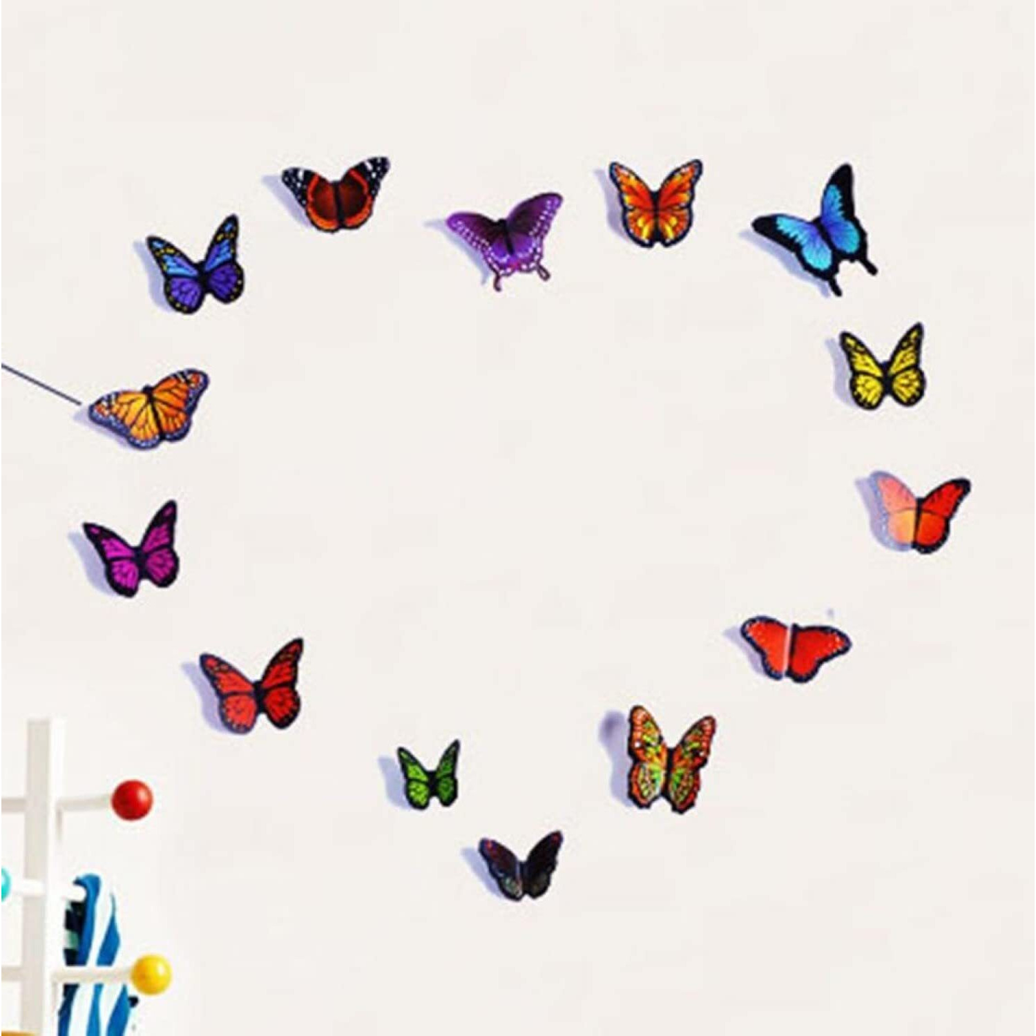 Jaamso Royals Multicolor 3D Butterflies Wall Sticker Self Adhesive Peel And Stick For Wall Decor And Home Decor 1 Combo Of 19 Piece (Pvc Vinyl, 21 Cm X 29.7 Cm, 3D Stickers)