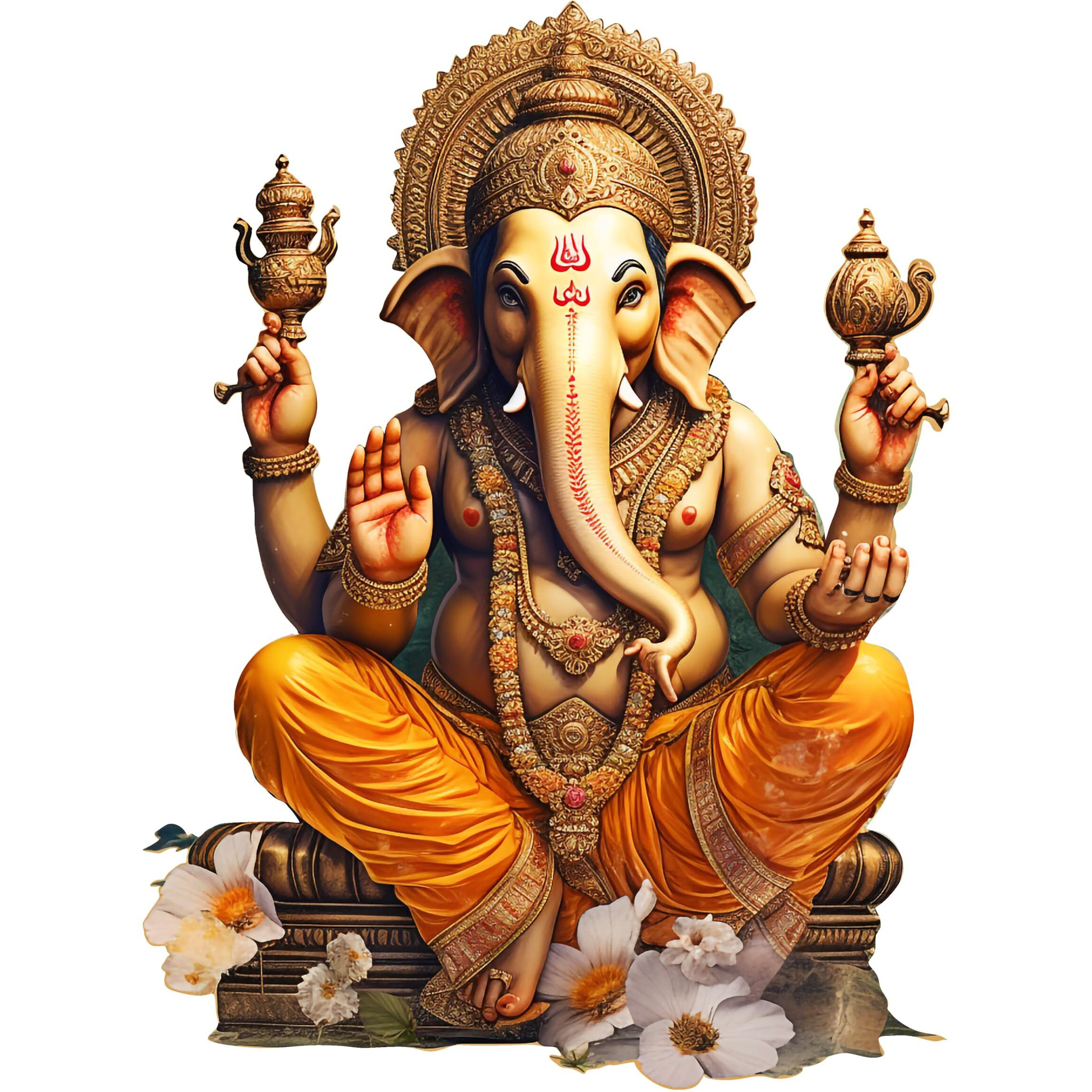 Creativeedge Pvc Vinyl Wall Sticker Lord Ganesha Sitting Design Multicolor (61 Cm X 45 Cm)