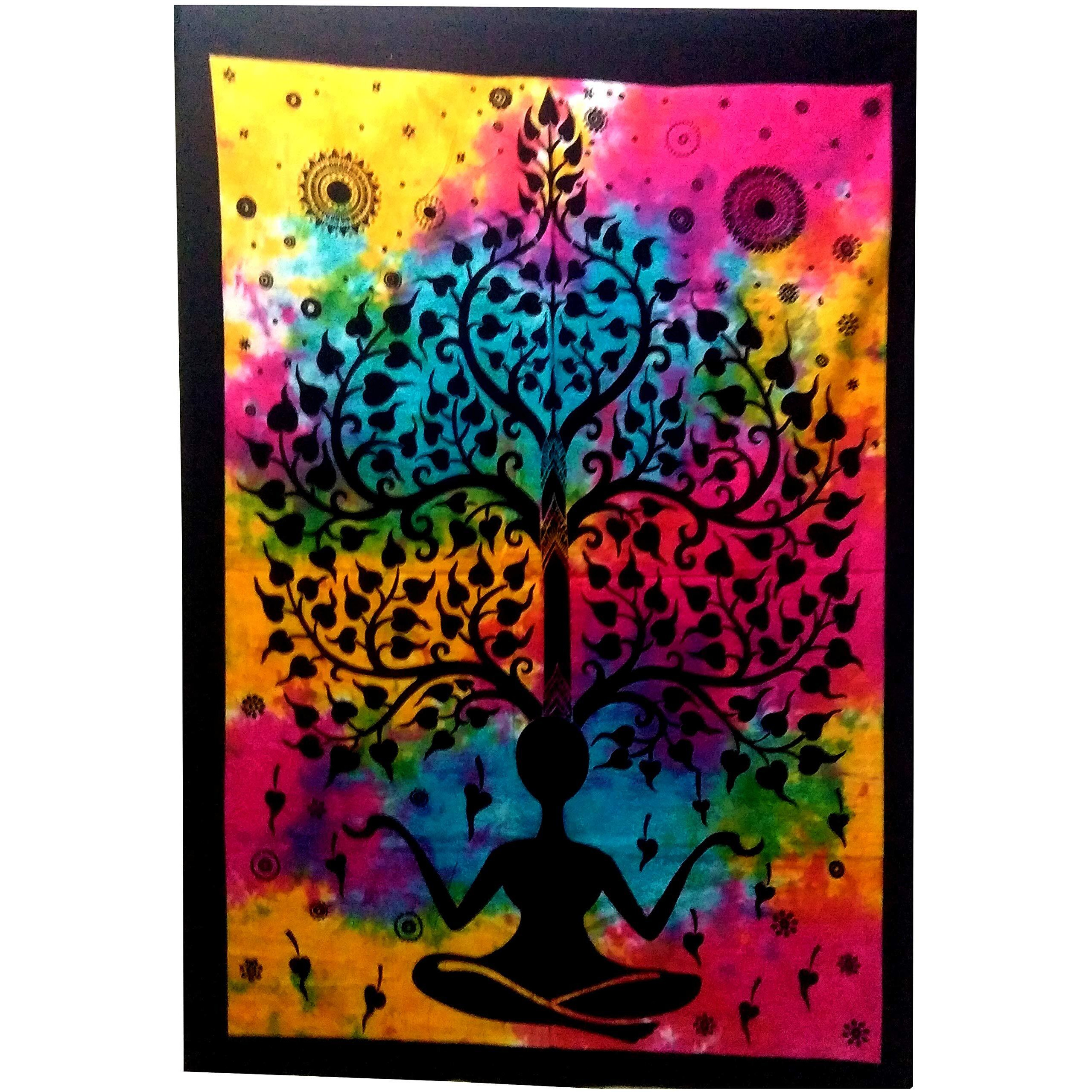 Purpledip Cotton Wall Poster Beach Throw 'Tree Of Life' Bohemian Hanging Tapestry (20035)