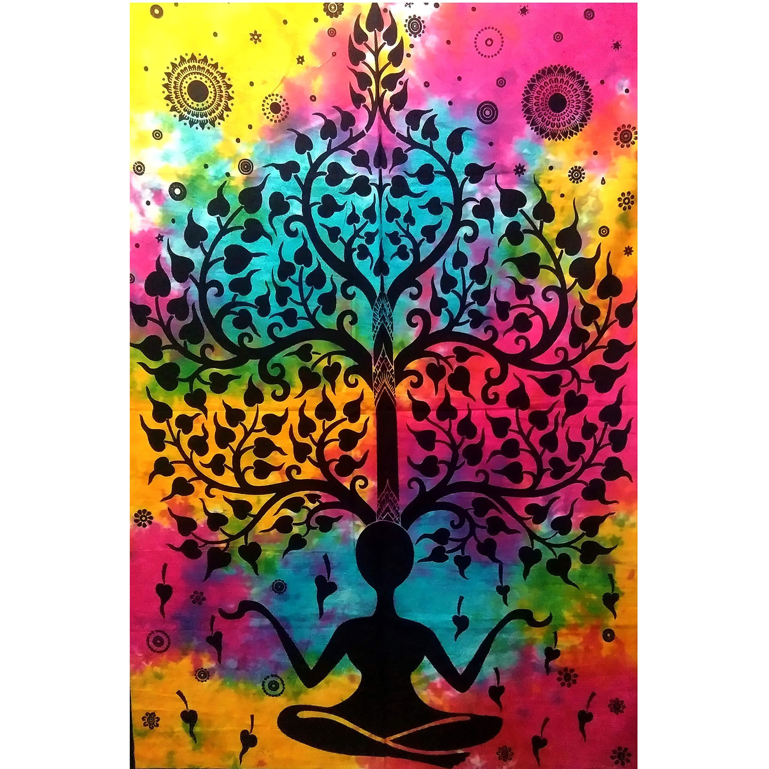 Purpledip Cotton Wall Poster Beach Throw 'Tree Of Life' Bohemian Hanging Tapestry (20035)