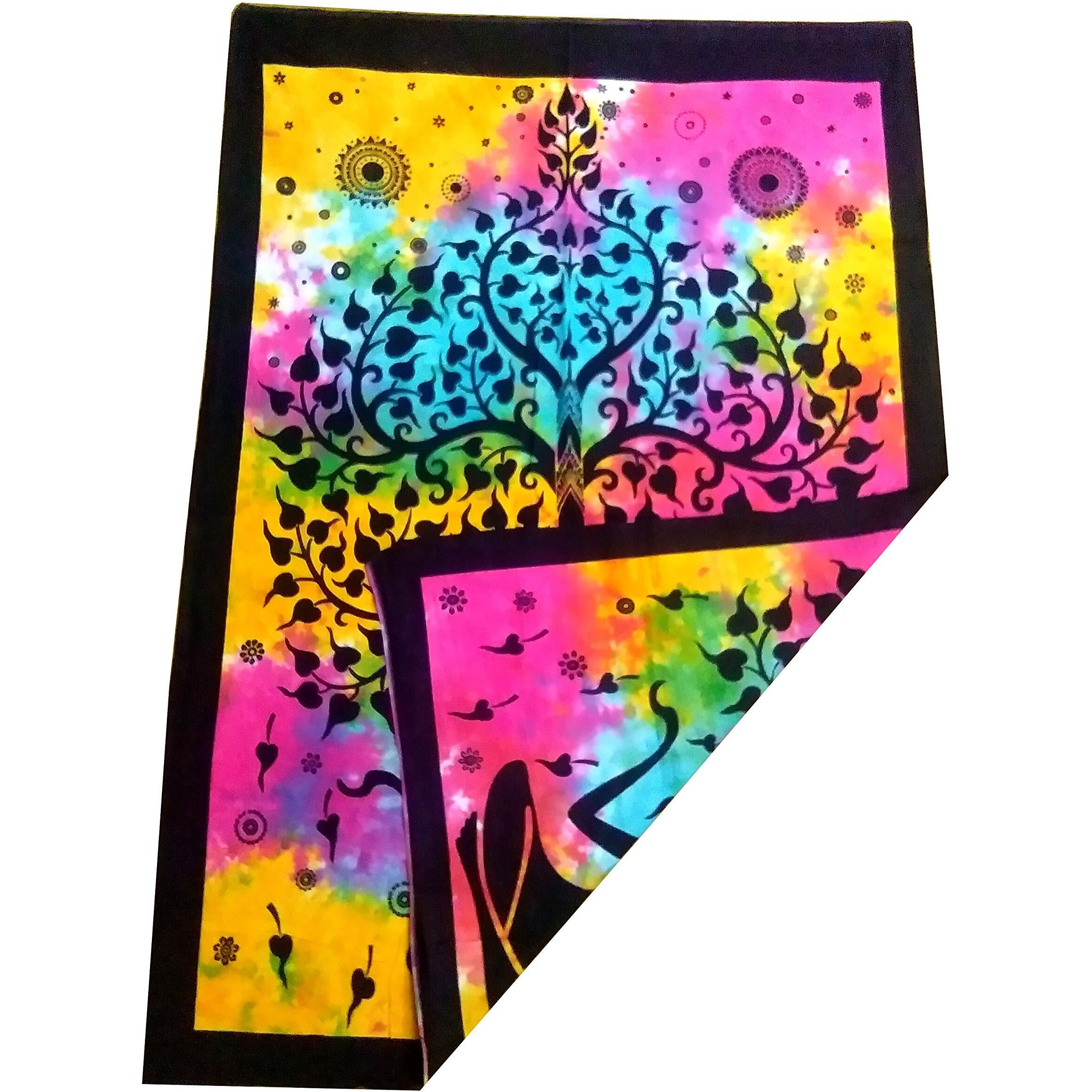 Purpledip Cotton Wall Poster Beach Throw 'Tree Of Life' Bohemian Hanging Tapestry (20035)