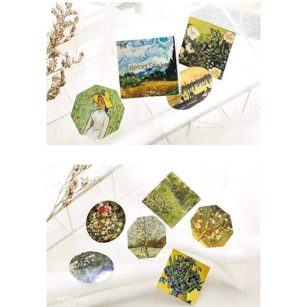 Idream Van Gogh Diy Decorative Stickers - Set Of 45 - Perfect For Decorating Diaries, Boxes, Scrapbooks And Crafts - Stylish And Creative Design For Unique Personalization