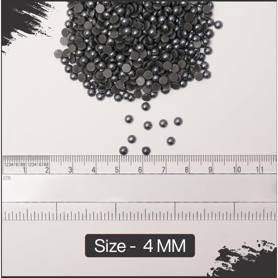 Embroiderymaterial 4Mm Ceramic Hotfix Round Flatback Beads For Fabric, Craft, Shoes, Wedding Dress Embellishments, Bags, Jewellery Making, Diy (Gunmetal, 720 Pieces)