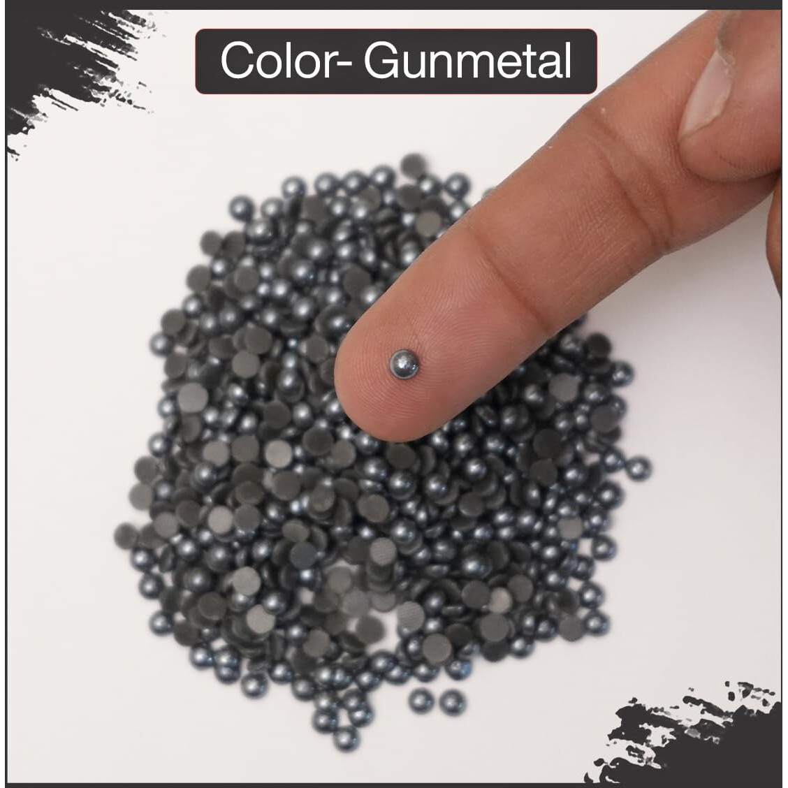Embroiderymaterial 4Mm Ceramic Hotfix Round Flatback Beads For Fabric, Craft, Shoes, Wedding Dress Embellishments, Bags, Jewellery Making, Diy (Gunmetal, 720 Pieces)