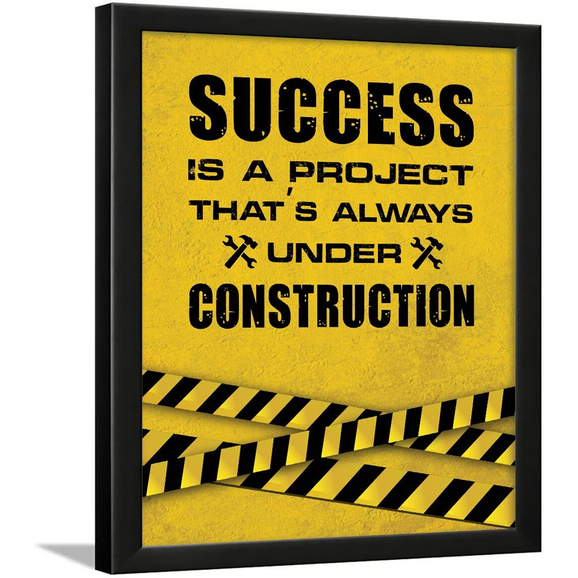 Chaka Chaundh - Construction Quote Wall Frames For Office - Construction Quotes Frames  Construction Quotes For Business - (13.6 X 10.6 Inches) (Success Is A Project - Yellow)