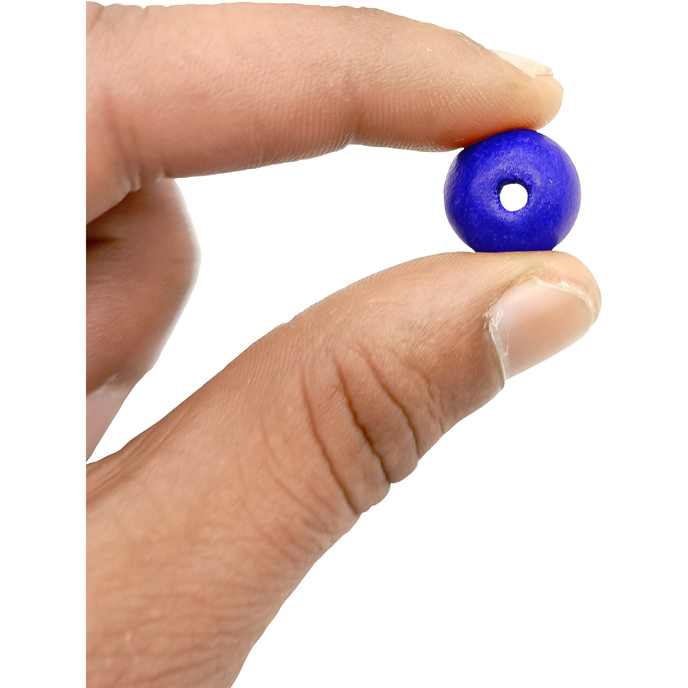 Resonant Craft 50 Pcs Wooden Beads 16Mm Blue Color Glossy Wood Beads For Hobby & Crafts, Diy And Necklace Garland Making