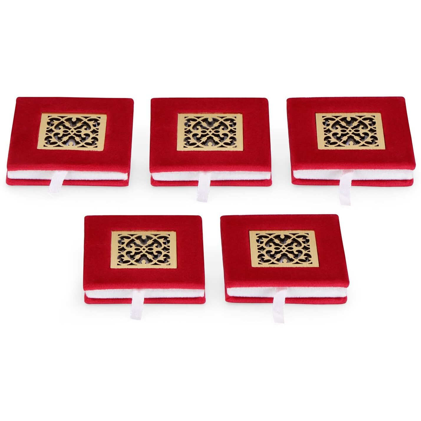 Badhai Box By Osasbazaar Decorative Coin Box, Perfect For Gifting Pure Silver Coins At Weddings, Festivals And Special Events - Red Laser Cut For 1 Silver Coin Of 10 Grams (Set Of 5)