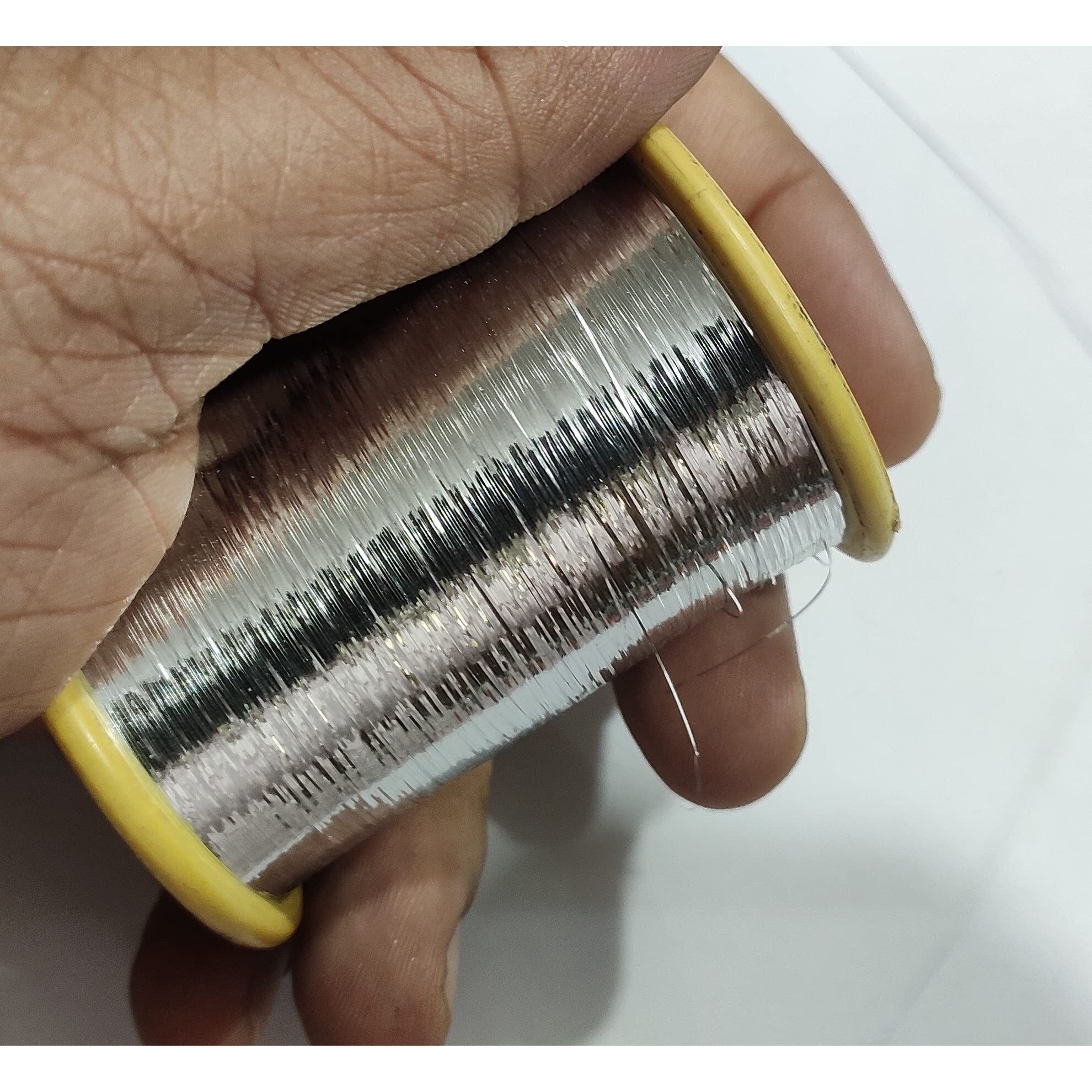 Omx 0.25 Mm, 10000 Mtrs Each Roll, Metallic Strip Mukaish Metal Thread For Embroidery Work, Beading, Jewellery Making. (Silver)