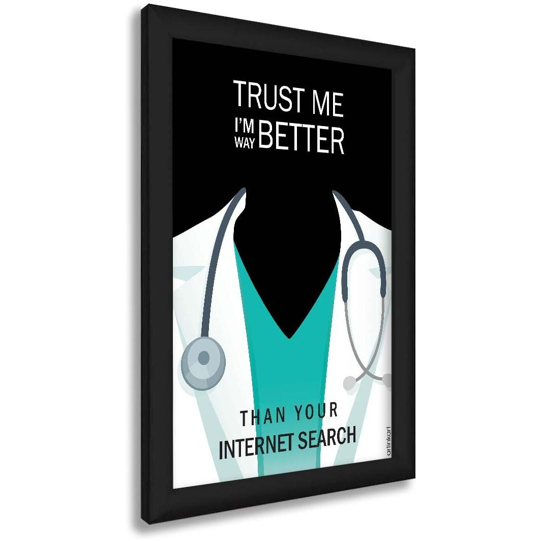 Artinkart- Doctor Trust Framed Posters For Hospital Opd, Clinic, Pharma, Hospital, Dentist Poster With Frame For Wall Decoration, Motivational Quotes Wall Frames (Synthetic Wood, 9.5X13.5 Inch)