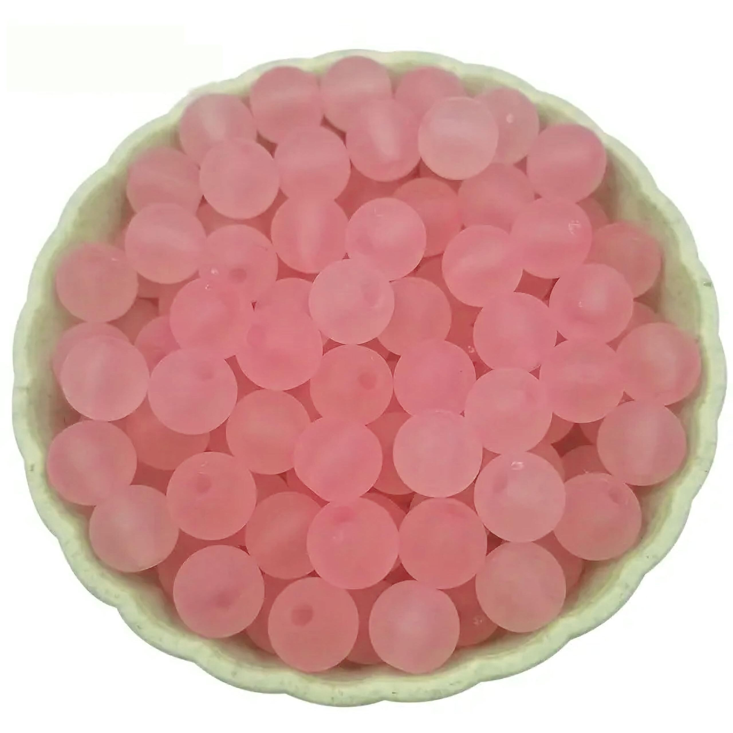 Indikonb Icefrost Matte Translucent Frosted Beads | 8Mm Plastic Beads For Jewellery Making | Perfect For Bracelet Making, Craft Kits, And Diy Jewelry Projects. (Light Pink)
