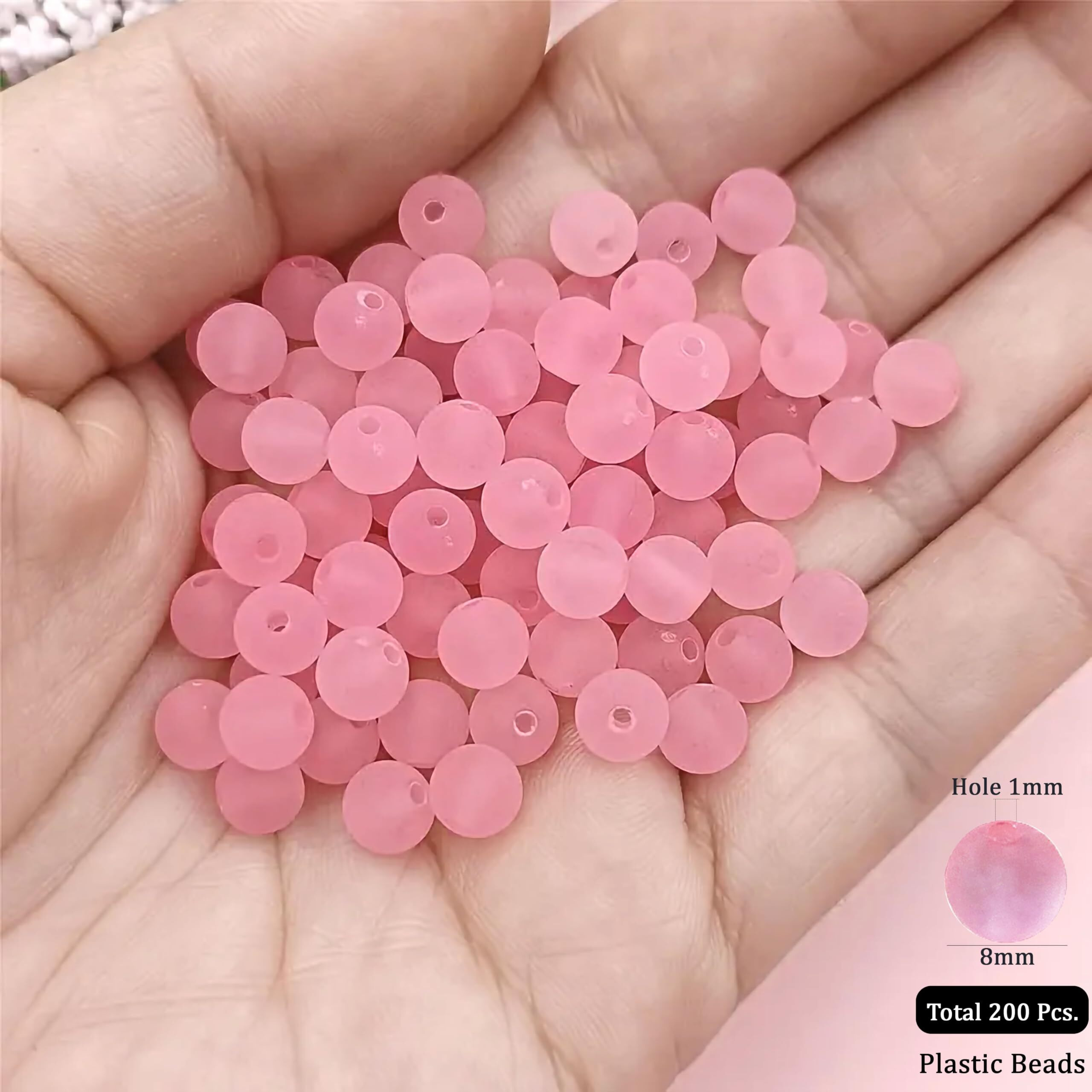 Indikonb Icefrost Matte Translucent Frosted Beads | 8Mm Plastic Beads For Jewellery Making | Perfect For Bracelet Making, Craft Kits, And Diy Jewelry Projects. (Light Pink)