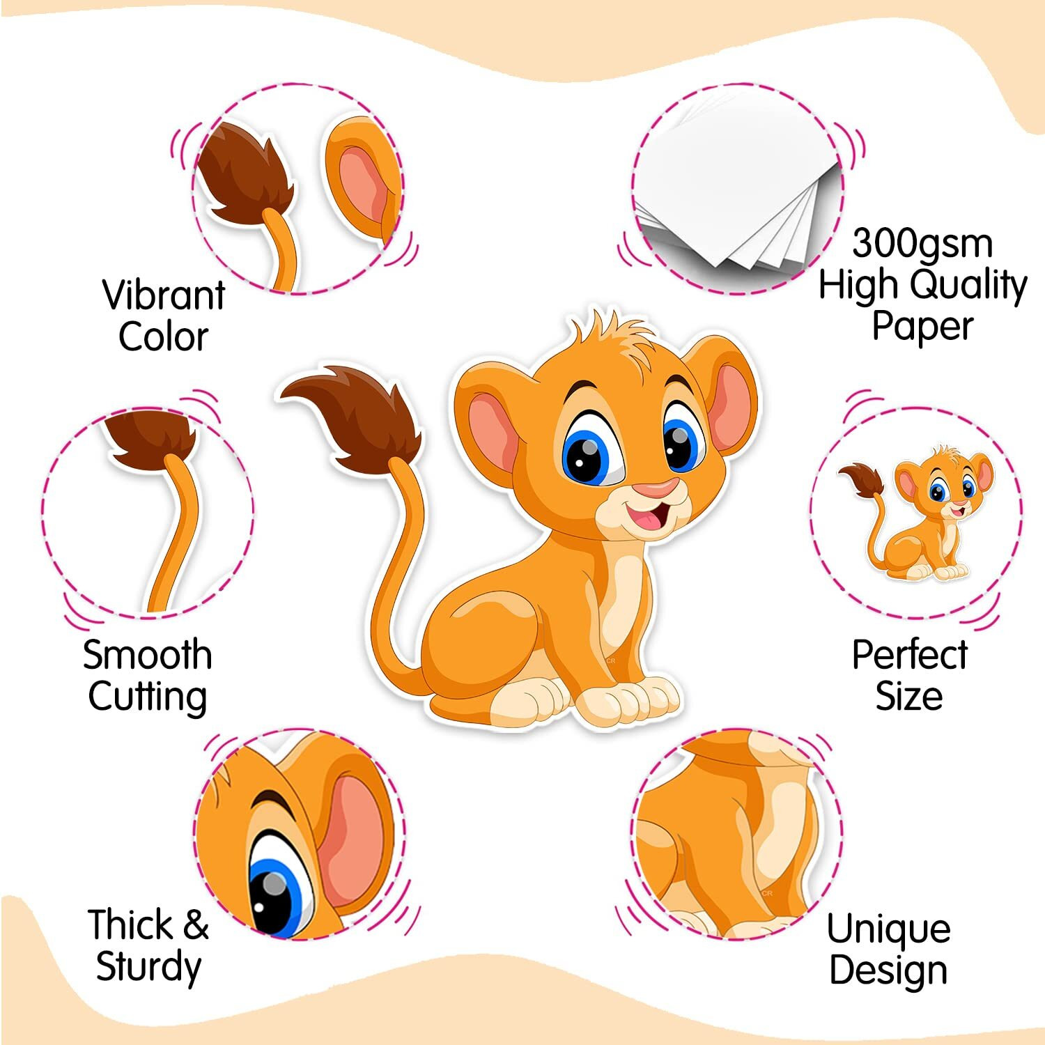 Zyozique Jungle Theme Birthday Cardstock Cutout With Glue Dot For Kids Theme For Baby Shower Happy Birthday Decorations Supplies (Pack Of 9)