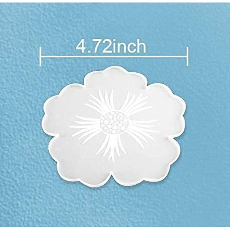 Artbee 4Pcs Coaster Moulds For Resin Casting, 1Pc Handle Epoxy Molud For Flower Shape Tray Diy, Home Decoration (4Pcs)