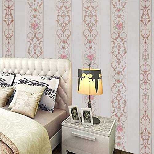 Elton Diy Wall Paper/Wall Sticker Self Adhesive Highlighter Elegant Living Room Bed Room Decoration Furniture Make Over Interior Exterior Easily Removable Beige Vintage Flower(45X500Cm)