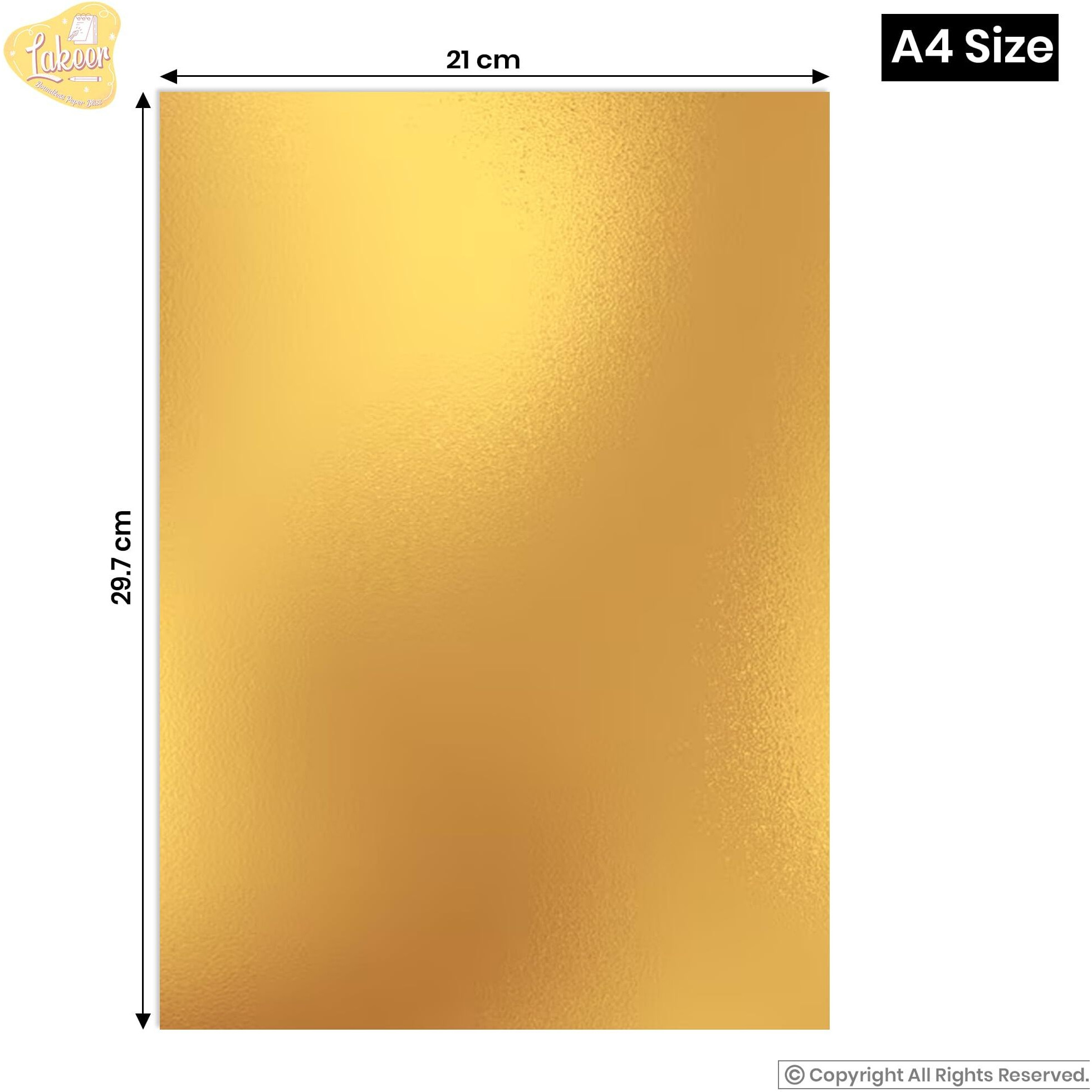 Lakeer A4 Gold Foil Cardstock Paper, 250 Gsm, Pack Of 10 Sheets, Reflective Mirror Cardstock For Art & Craft, Card Making, Scrapbooking, Etc