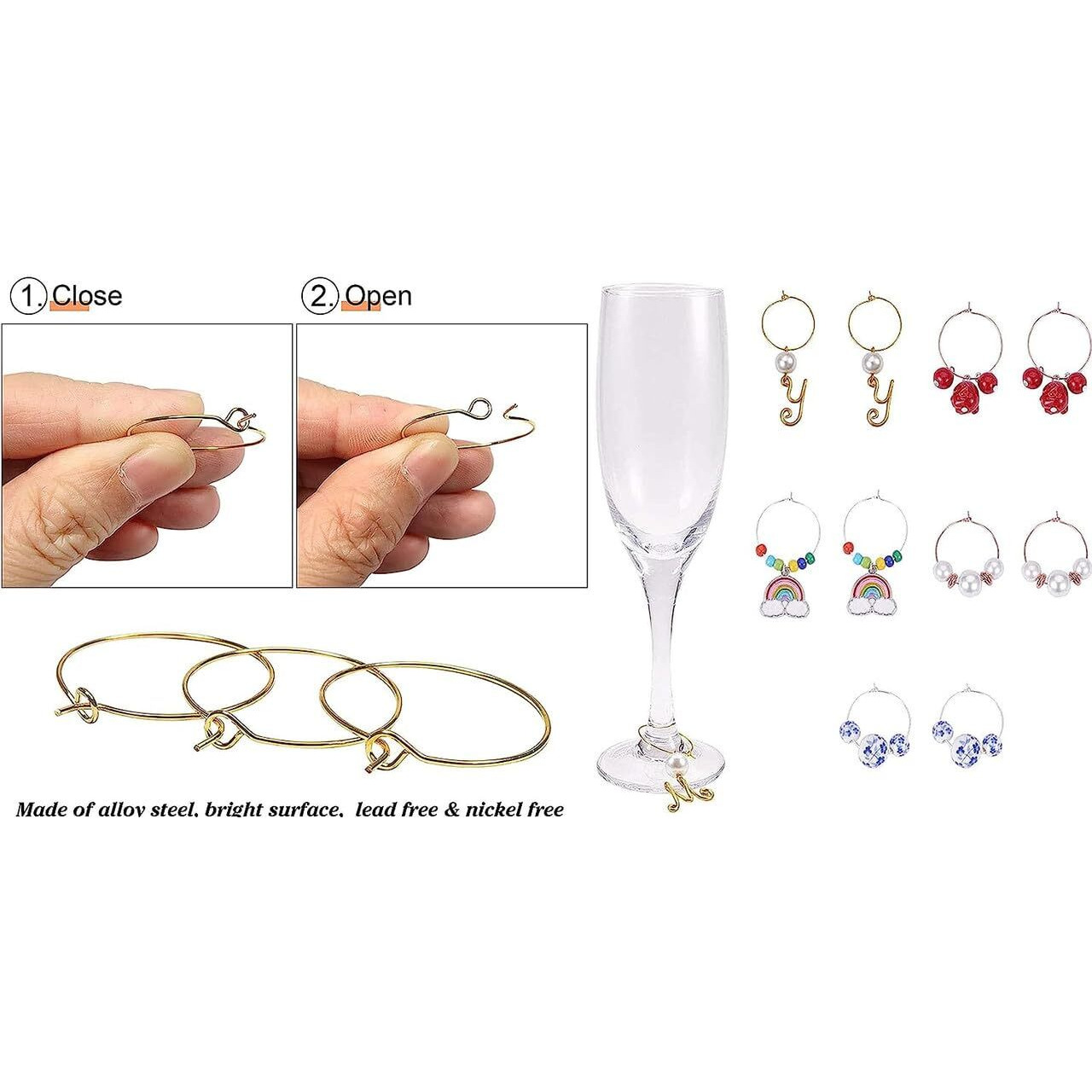 Diy Crafts 100 Pcs, 30Mm Silver Small 12, Wine Charm Rings, Open Jump Ring, Beading Hoop For Diy Wine Charms, Earrings Silver/Gold/Ni (100 Pcs, 30Mm Silver Small 12)