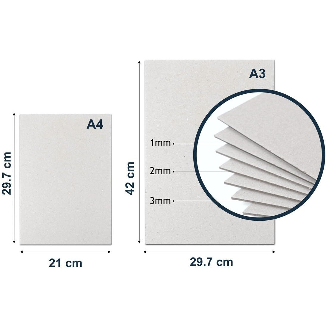 Townbus - A4 | 20 Nos Of 2Mm (1260 Gsm) Thick Grey Board, Book Binder Board, Heavy Duty Chipboard For Document Protector, Mailer, Art & Craft, Diy