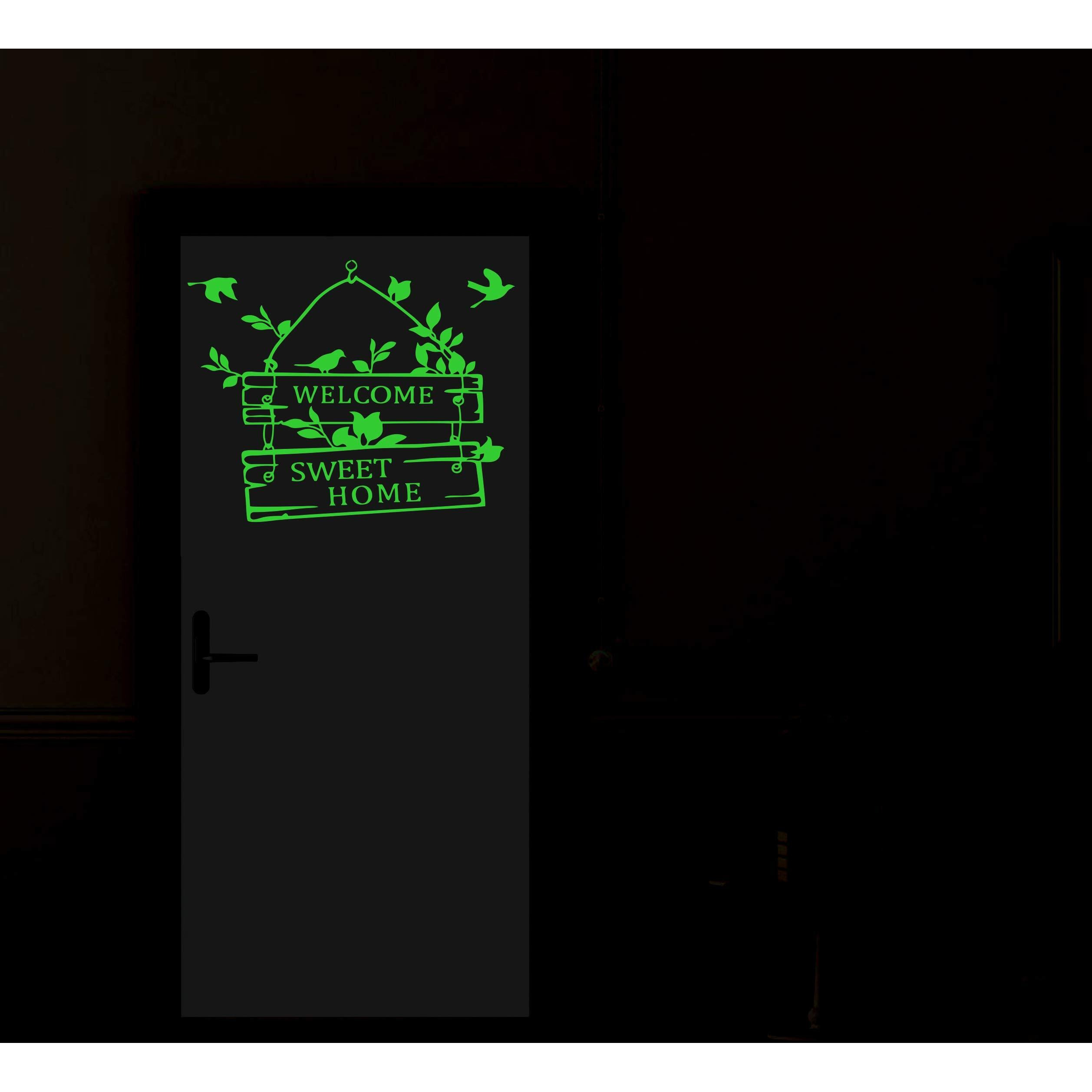 Monk Wish Glow In Dark Radium Welcome Sweet Home Sticker (Green, 39X31 Cm)