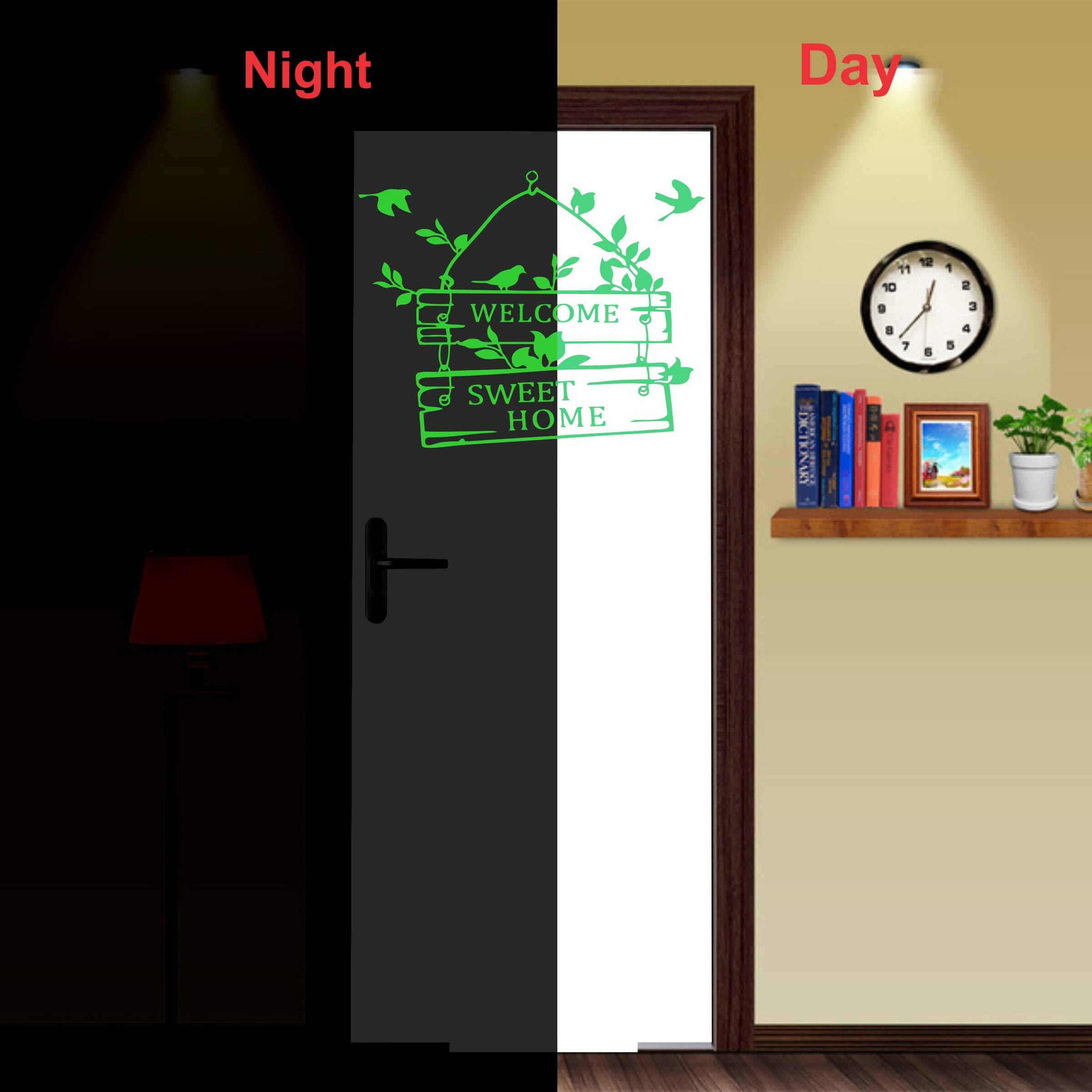 Monk Wish Glow In Dark Radium Welcome Sweet Home Sticker (Green, 39X31 Cm)