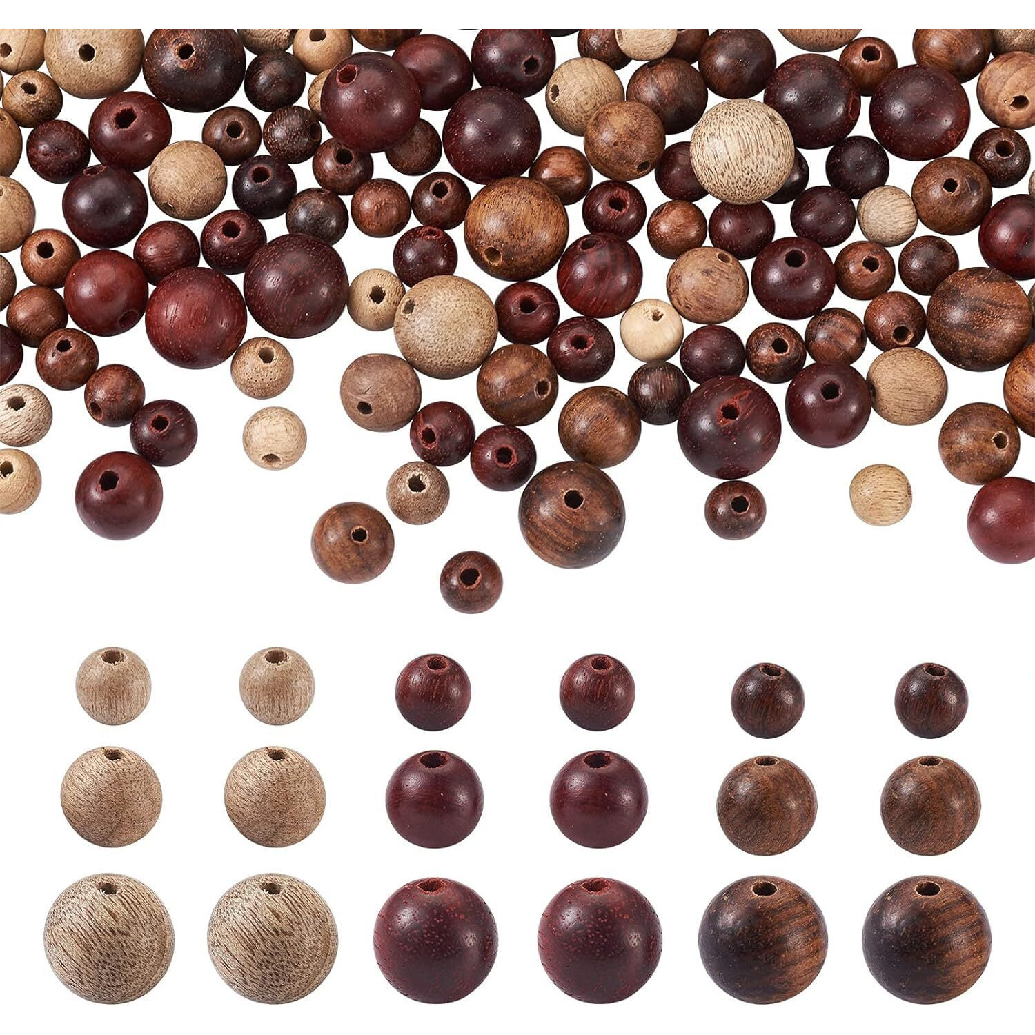 Diy Crafts 130, Wood Beads Natural Wood Round Beads 6Mm/ 8Mm/ 10Mm Polished Wooden Ball Rondelle Loose Beads For Jewelry Craft Necklace Bracelet Earring Making Hand Cuff A (130)