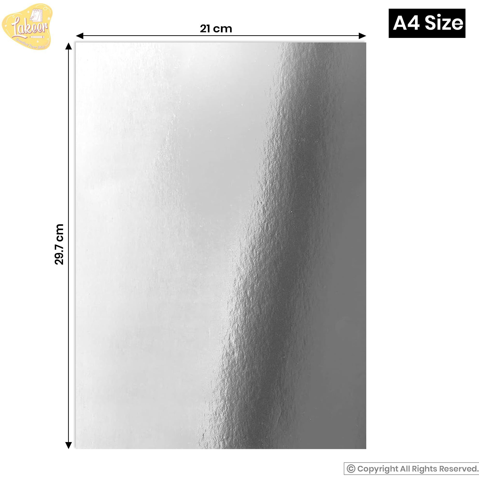 Lakeer A4 Silver Foil Cardstock Paper, 250 Gsm, Pack Of 10 Sheets, Reflective Mirror Cardstock For Art & Craft, Card Making, Scrapbooking, Etc