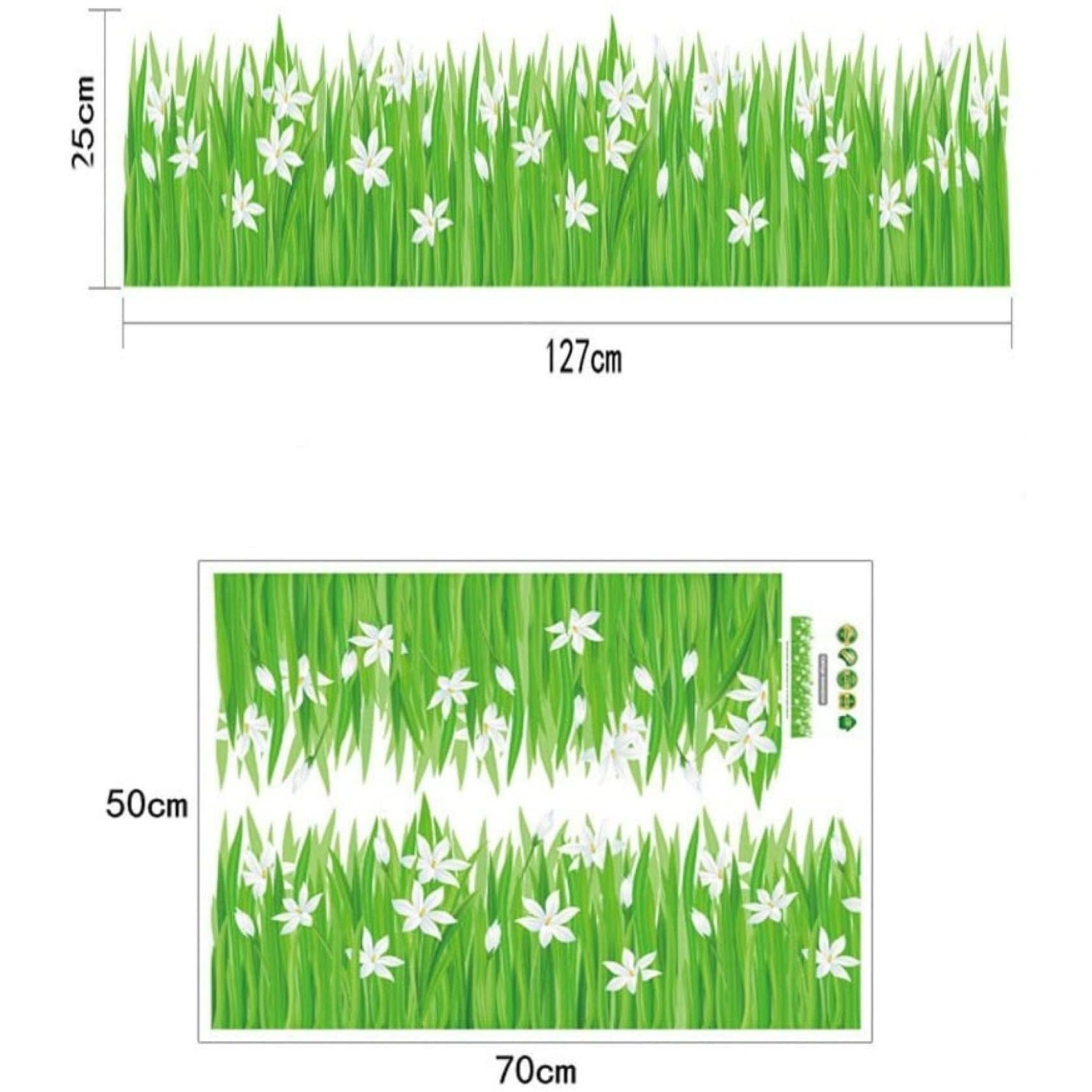 Jaamso Royals Removable Beautiful Colorful Flowers With Grass And Butterfly Wall Decals For Wall Corner Kids Room Bedroom Living Room Offices Nursery Room Classroom (Korean Grass)