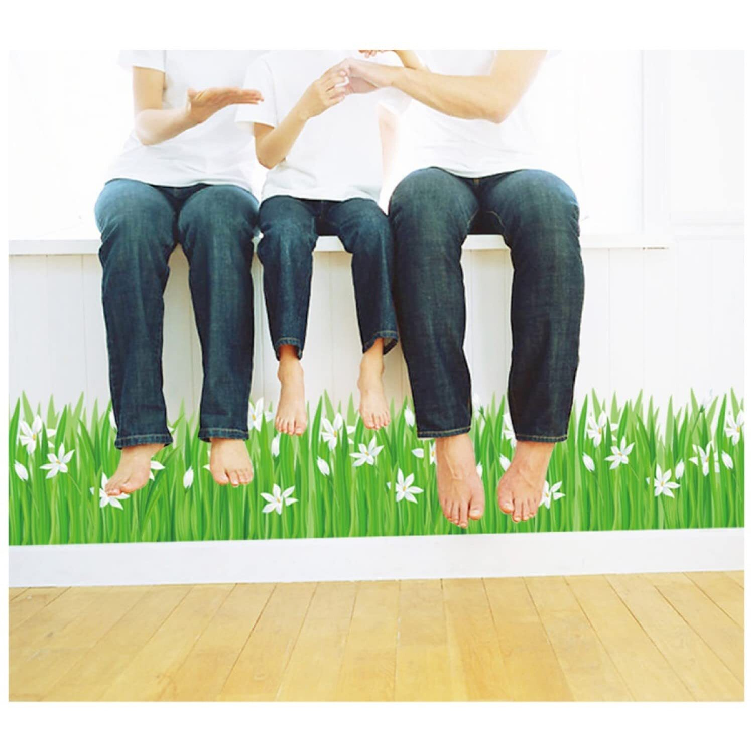 Jaamso Royals Removable Beautiful Colorful Flowers With Grass And Butterfly Wall Decals For Wall Corner Kids Room Bedroom Living Room Offices Nursery Room Classroom (Korean Grass)