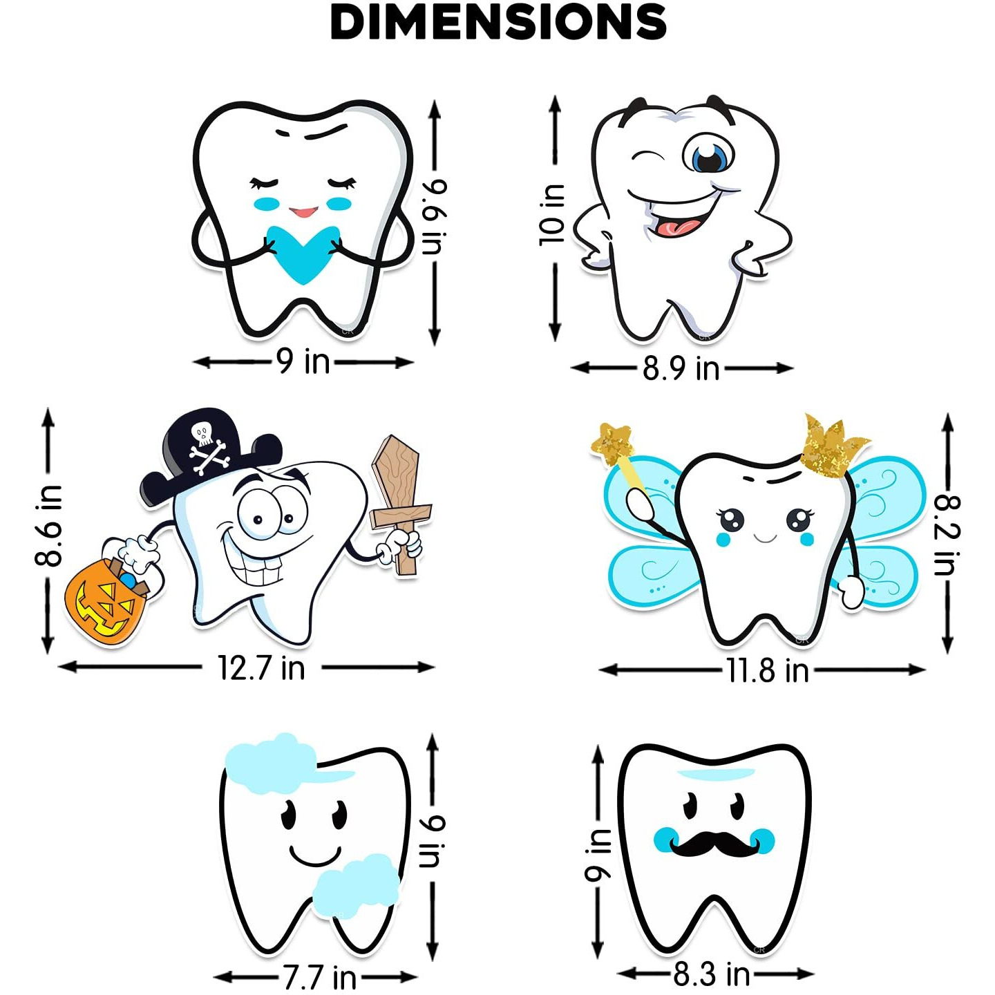 Zyozique 6 Pcs I Got My First Tooth Cardstock Cutout With 1 Pc Gluedot, First Tooth Decoration Items For Baby, 1St Teeth Decoration Items,Rice Ceremony Cardstock/Rice Ceremony Decoration Kit (Blue)