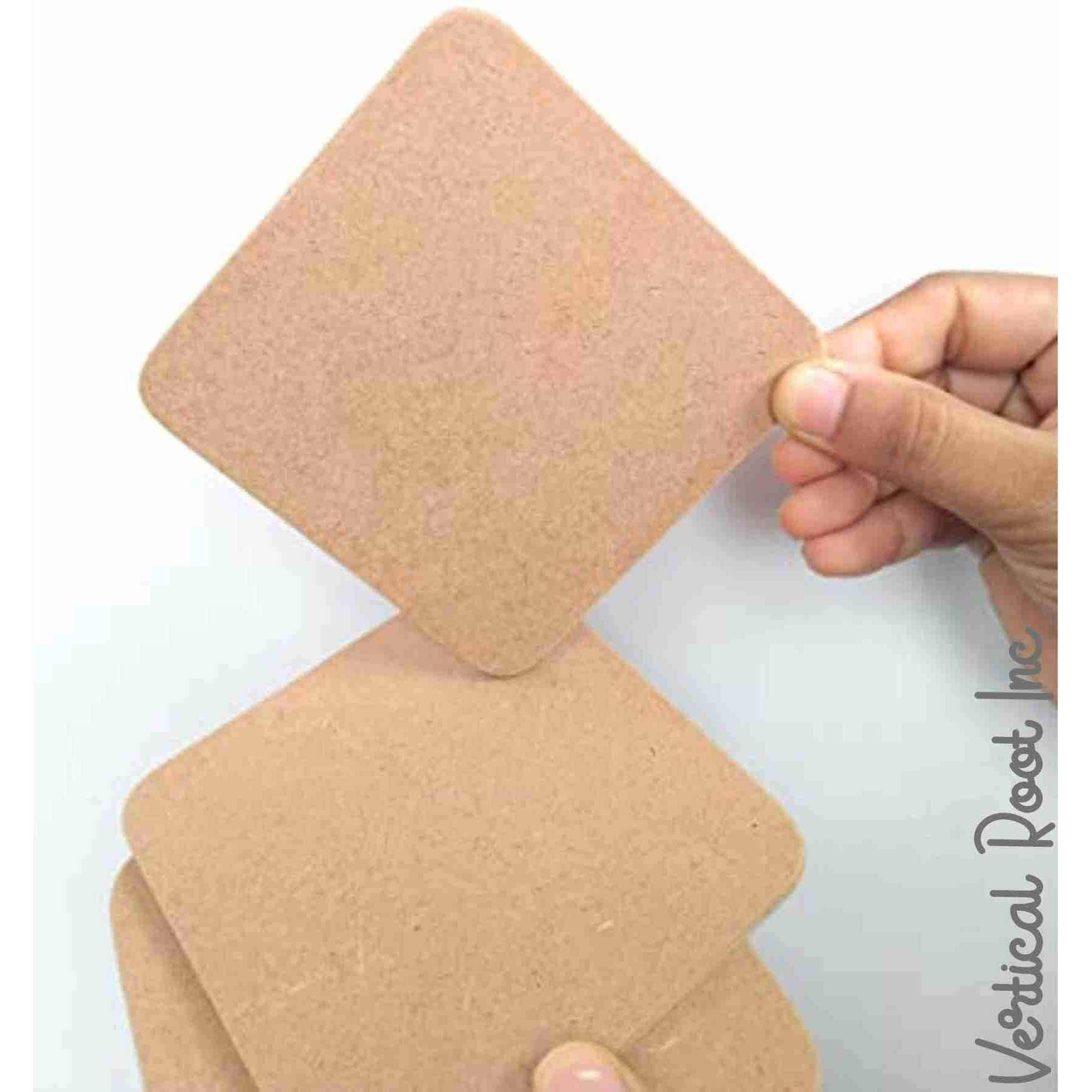 Vertical Root Inc Square Mdf Unfinished Wood Pieces Blank Plaque Cutout Coaster For Diy Craft Pyrography Projects Building Model (Brown, 95Mm X 95Mm X 3Mm) - Pack Of 12